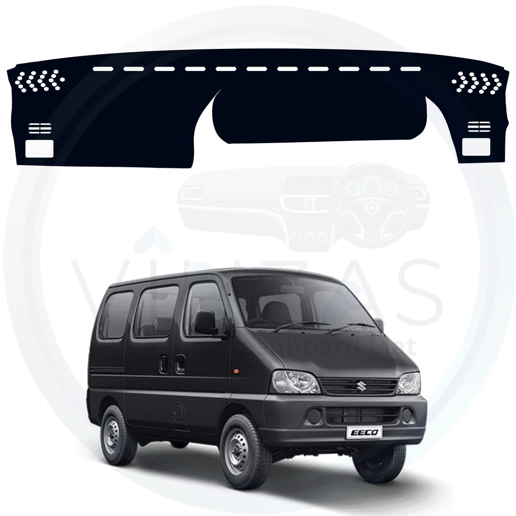 Car dashboard cover with a black car in the background