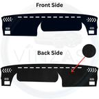 Car dashboard cover with front and back side views on a white background