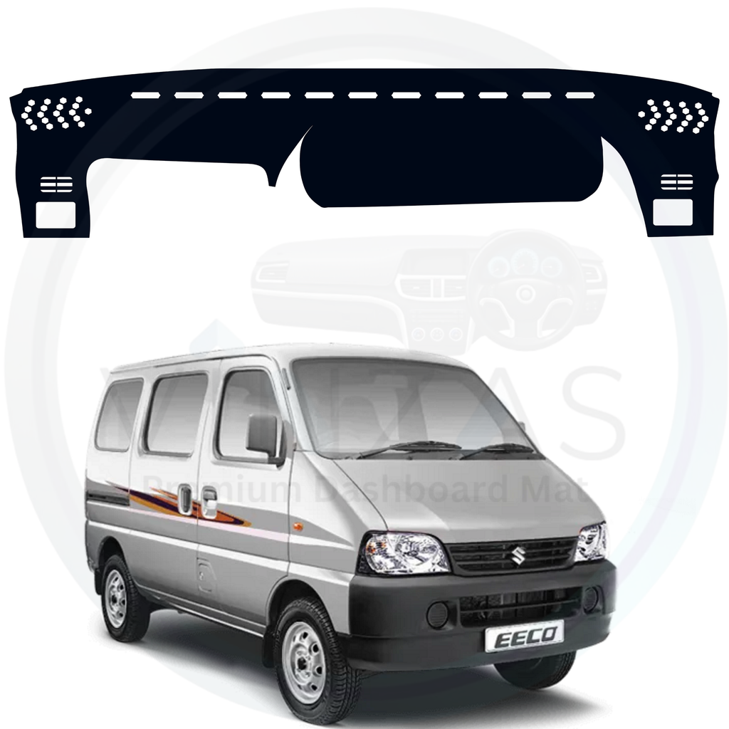 Car dashboard cover with a Maruti Eeco vehicle in the background