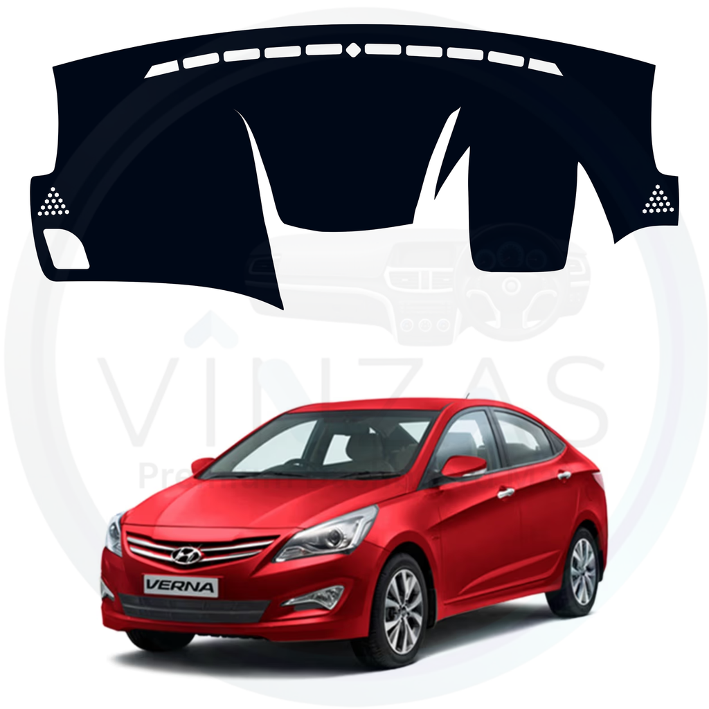 Red car with a black dashboard cover on a white background