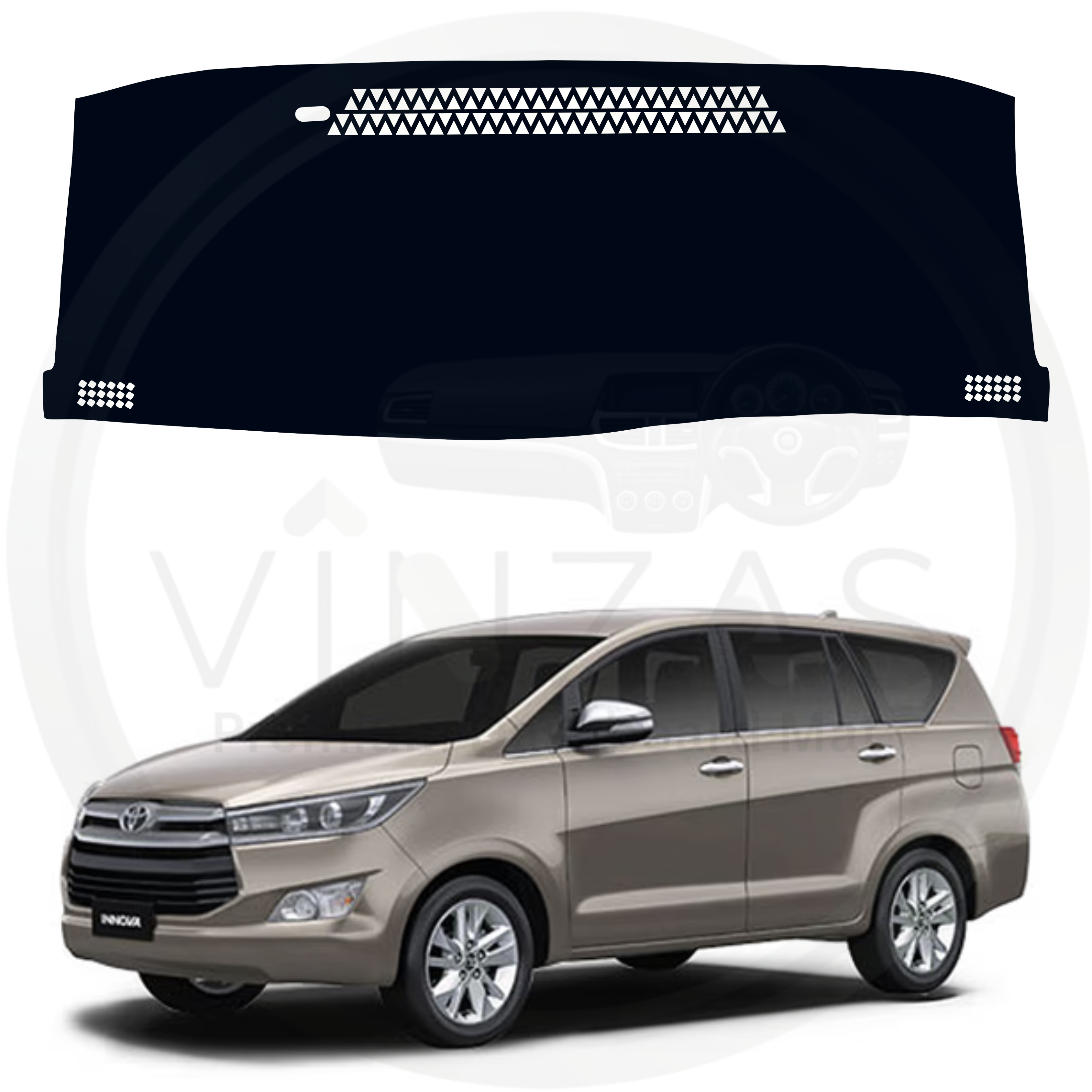 Car sunshade with a car model below on a white background