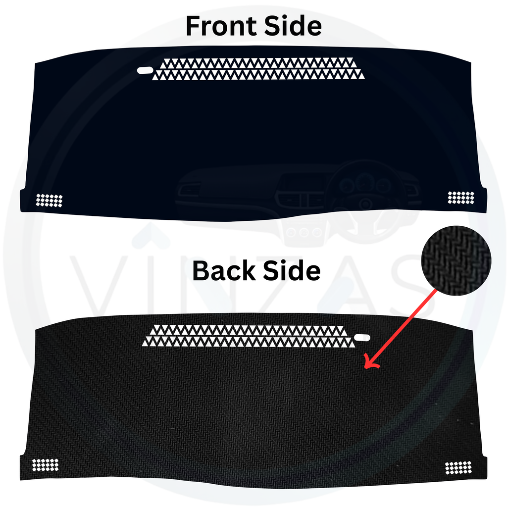 Black car sunshade with front and back side views on a white background
