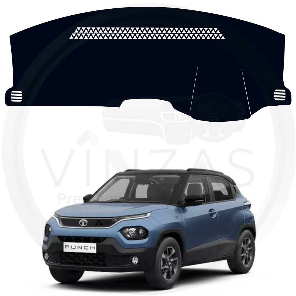 Car dashboard cover with Tata Punch model on a white background