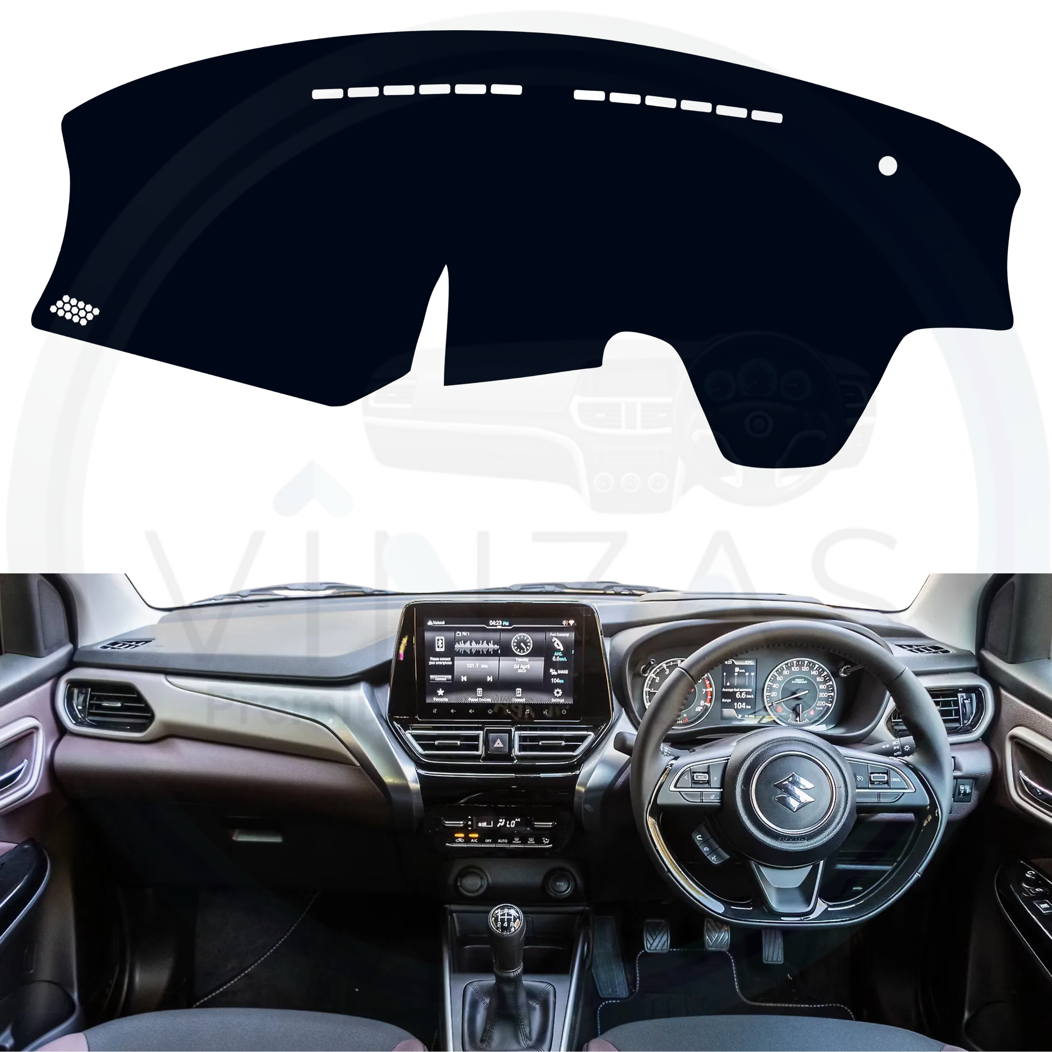 Car dashboard cover with a car interior background