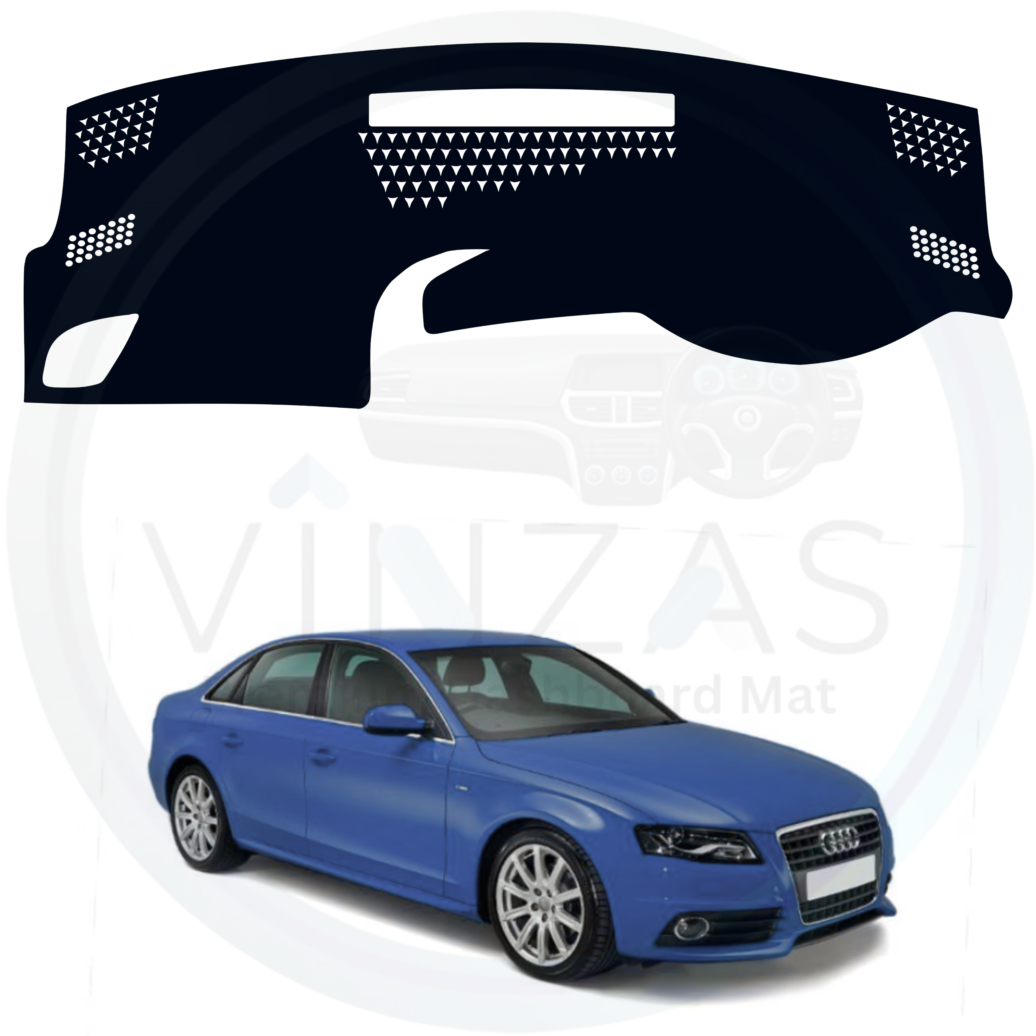 Car dashboard cover with a blue Audi  A4 2007-2016 car in the background