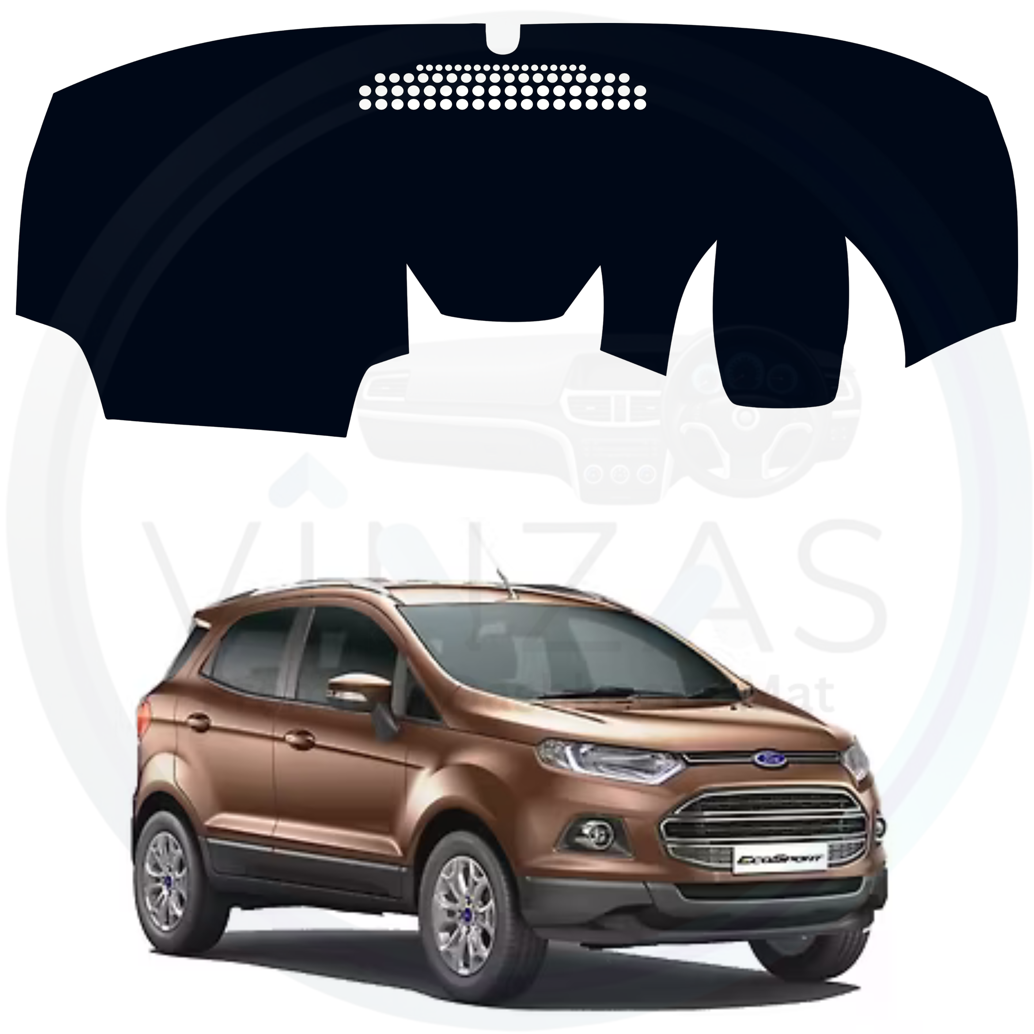 Car dashboard cover with Ford Ecosport model on a white background