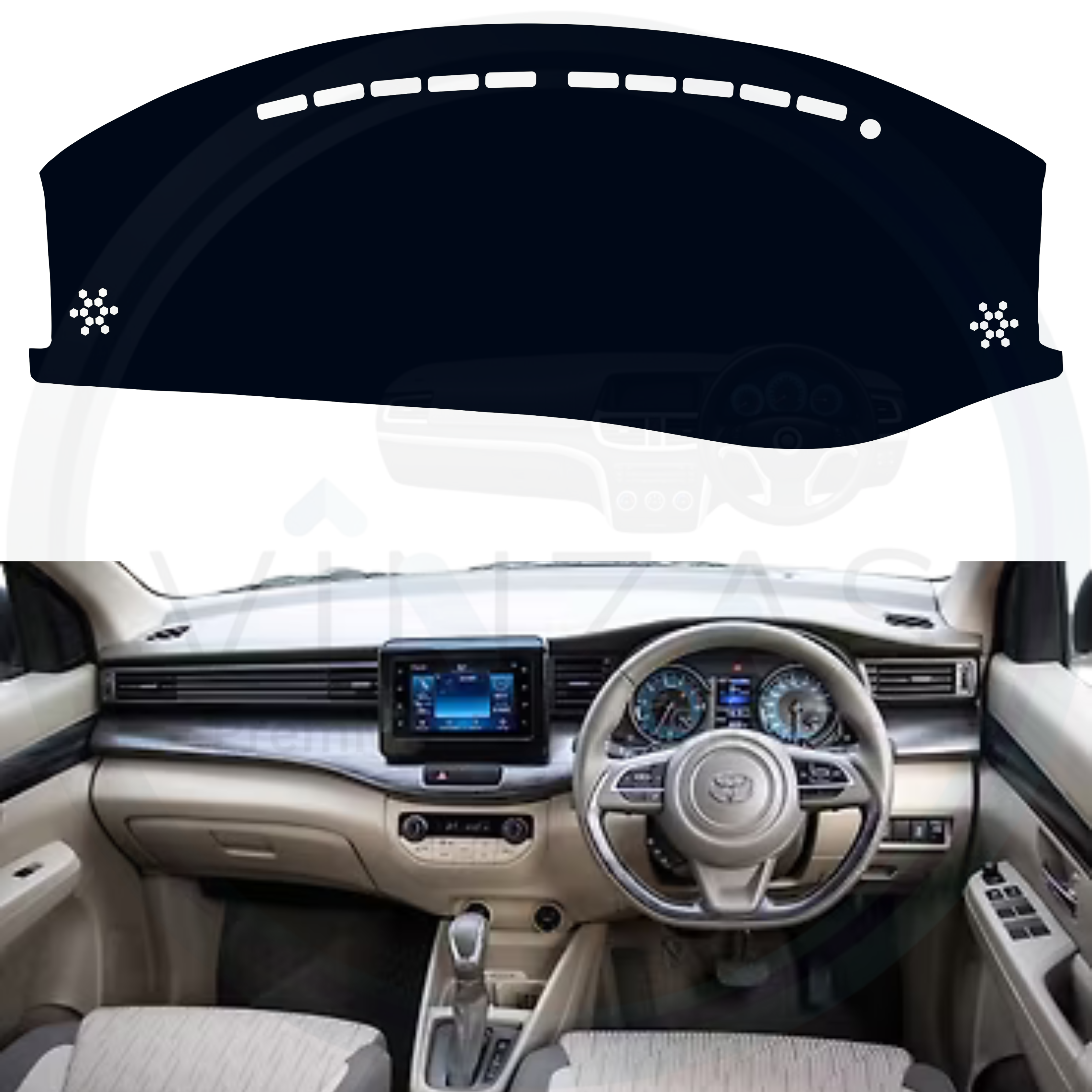 Car dashboard cover with a car interior background