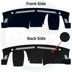 Car dashboard cover with front and back side views on a white background