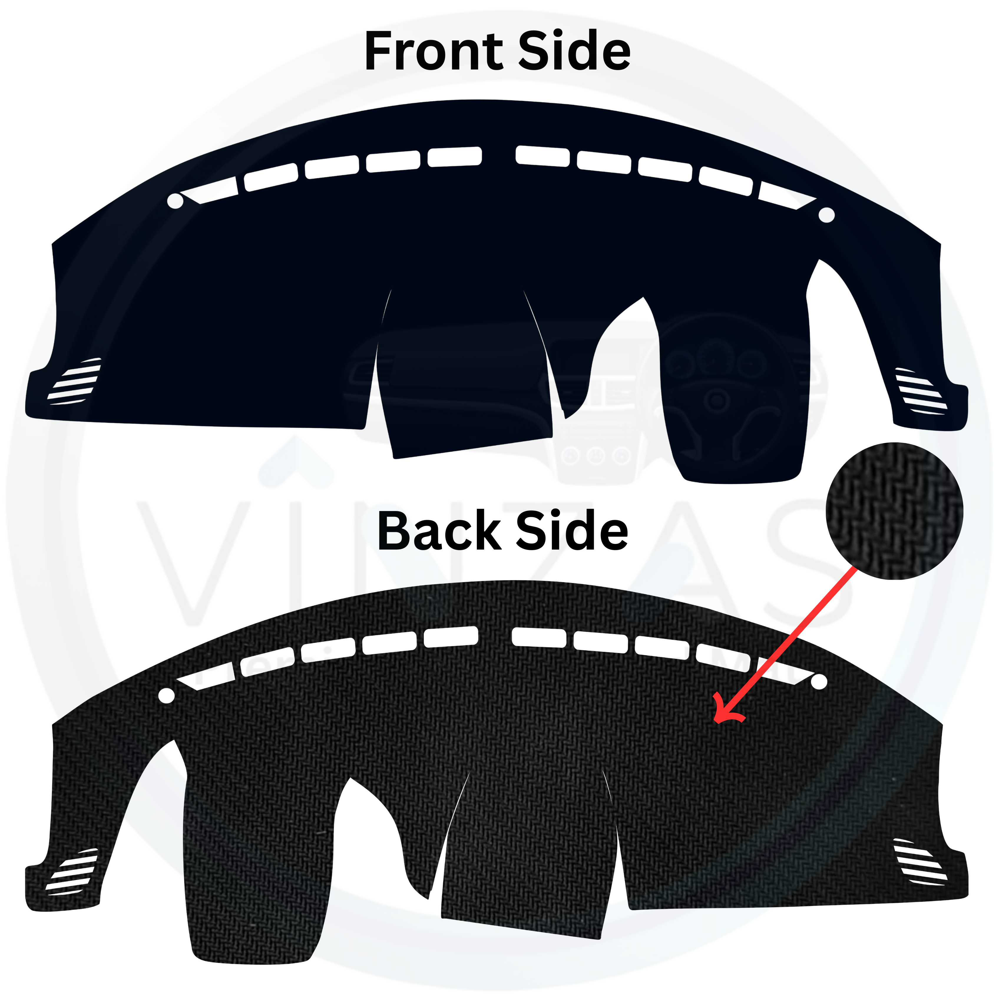 Car dashboard cover with a white background