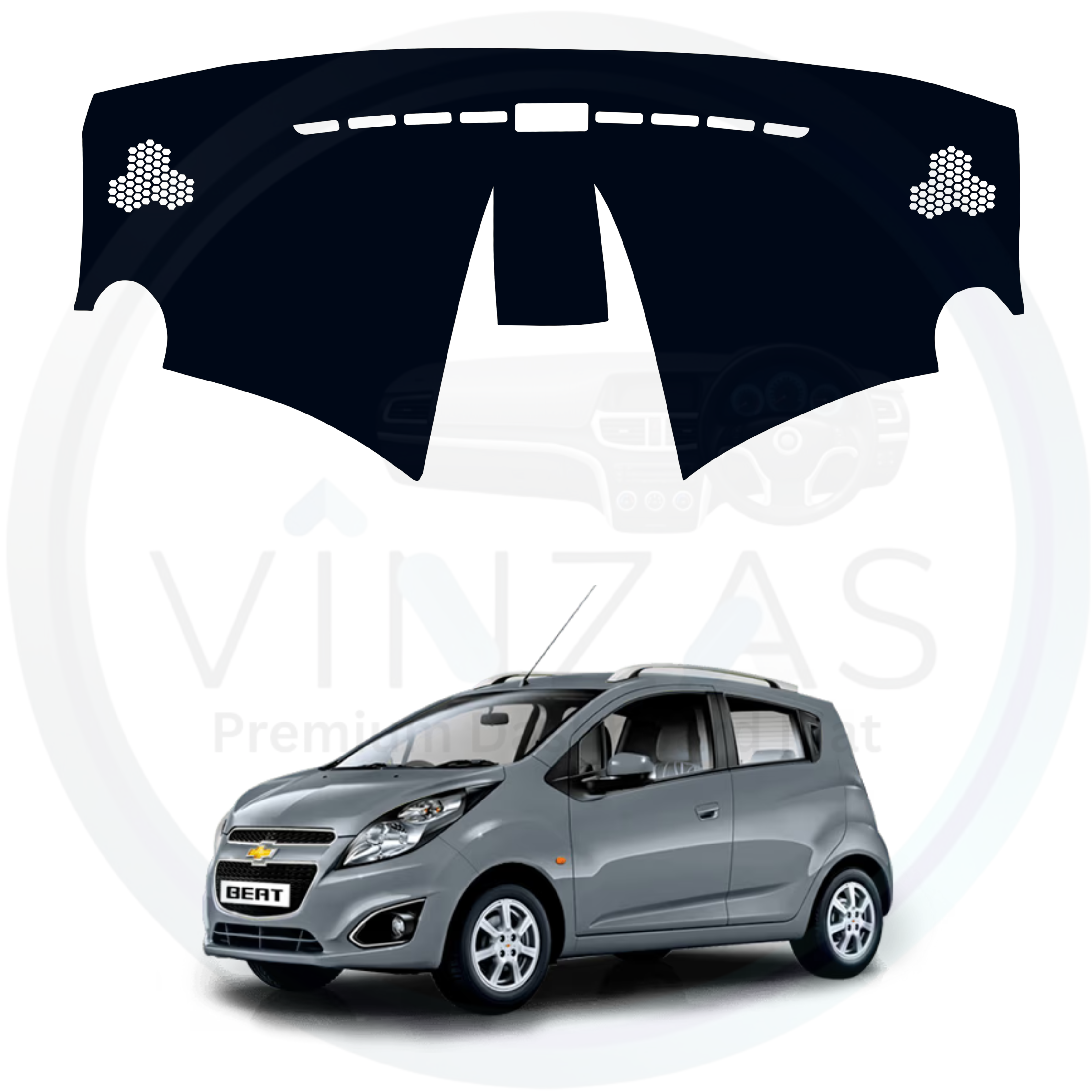 Car hood cover with Chevrolet Spark on a white background