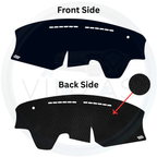 Car dashboard cover with front and back side views on a white background