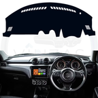 Car dashboard with a black protective cover on a white background