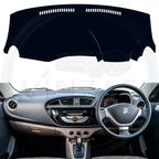 Car dashboard cover and car interior with steering wheel
