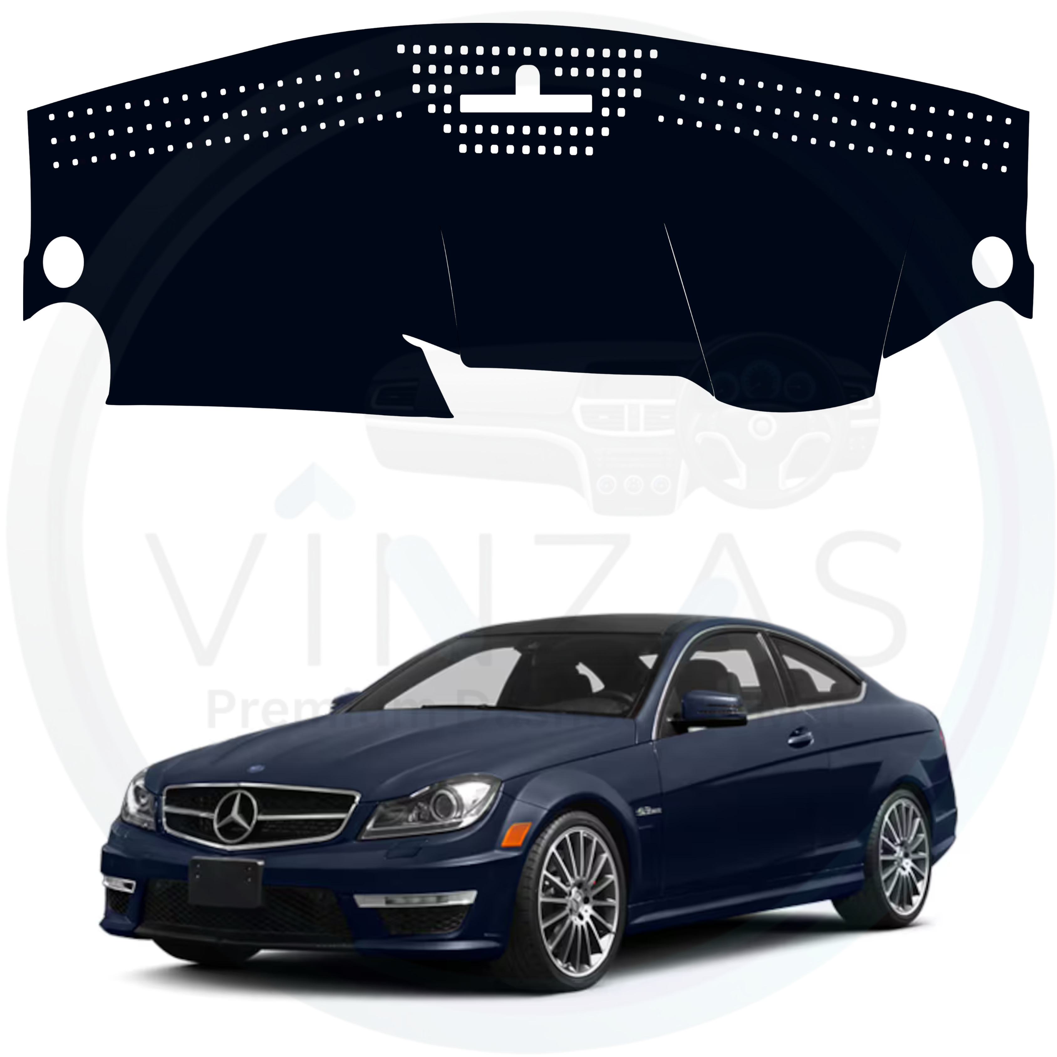 Car dashboard cover with Mercedes-Benz car on a white background