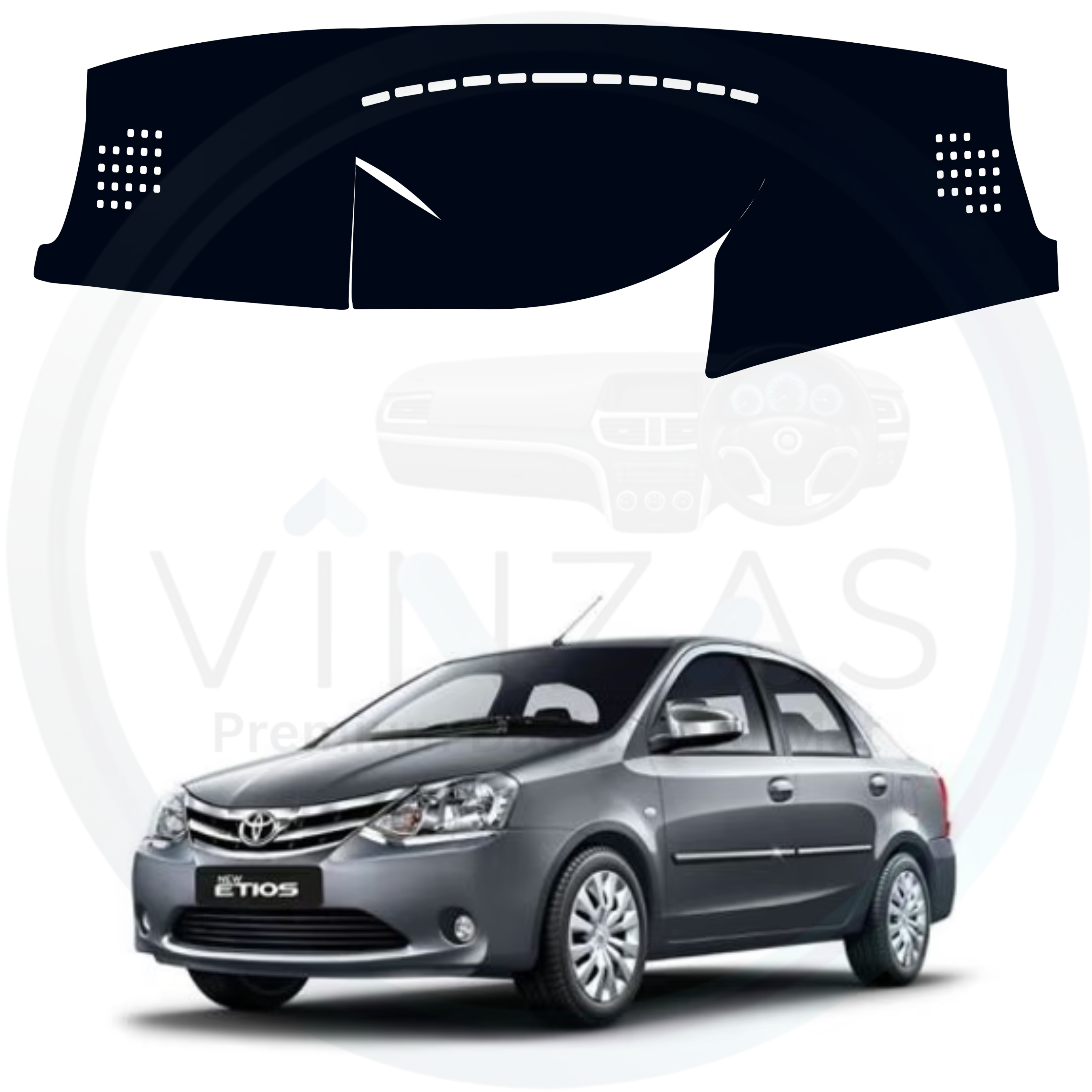 Car dashboard cover with Toyota car in the background