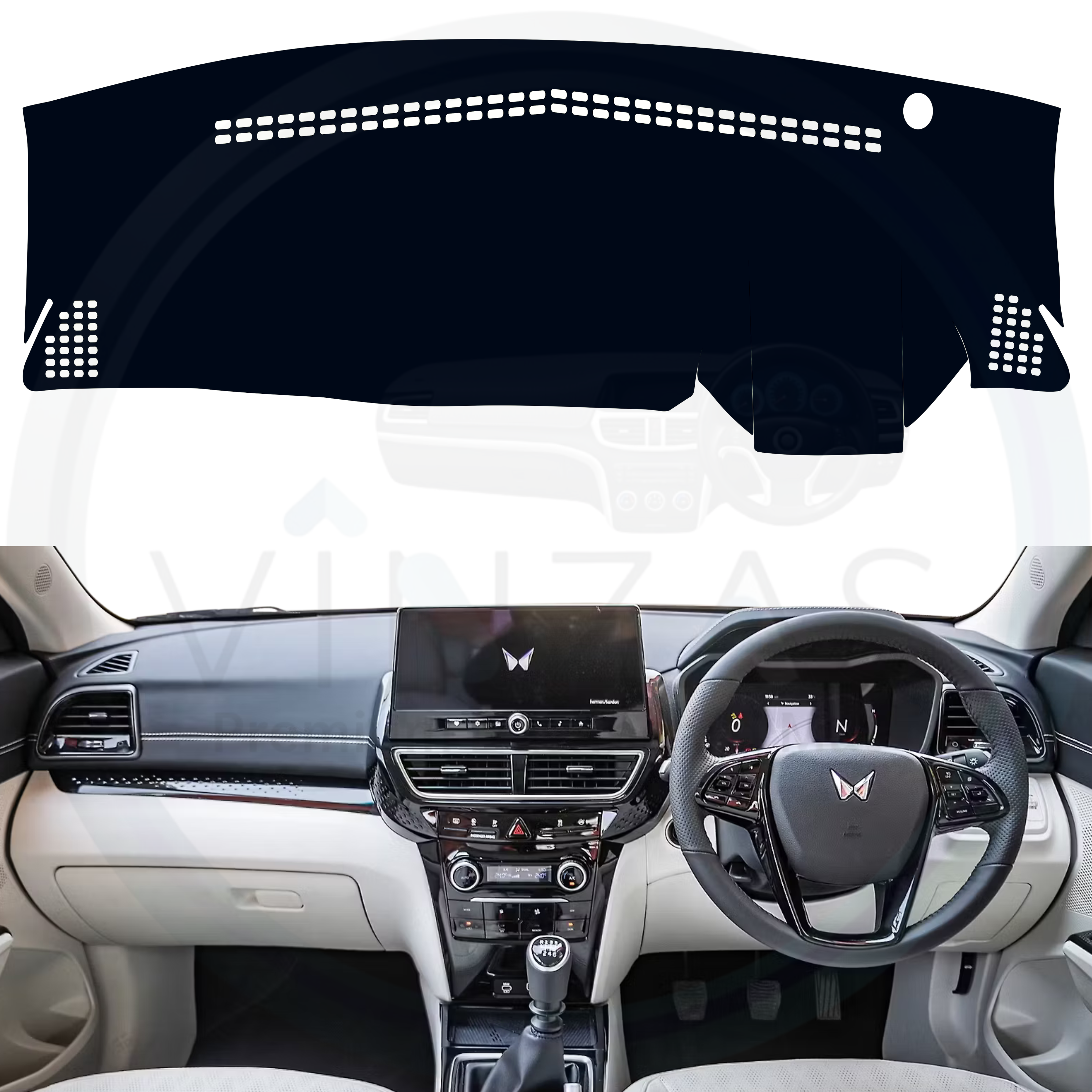 Black custom car dashboard cover installed in a XUV 3XO EV