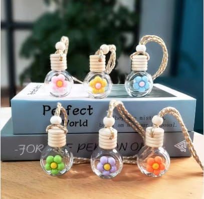 Flower Car Hanging Perfume and Air Freshener Bottle