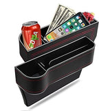 VINZAS Premium Car Seat Gap Organizer with Cup Holder – Multifunctional Storage Pocket | Black