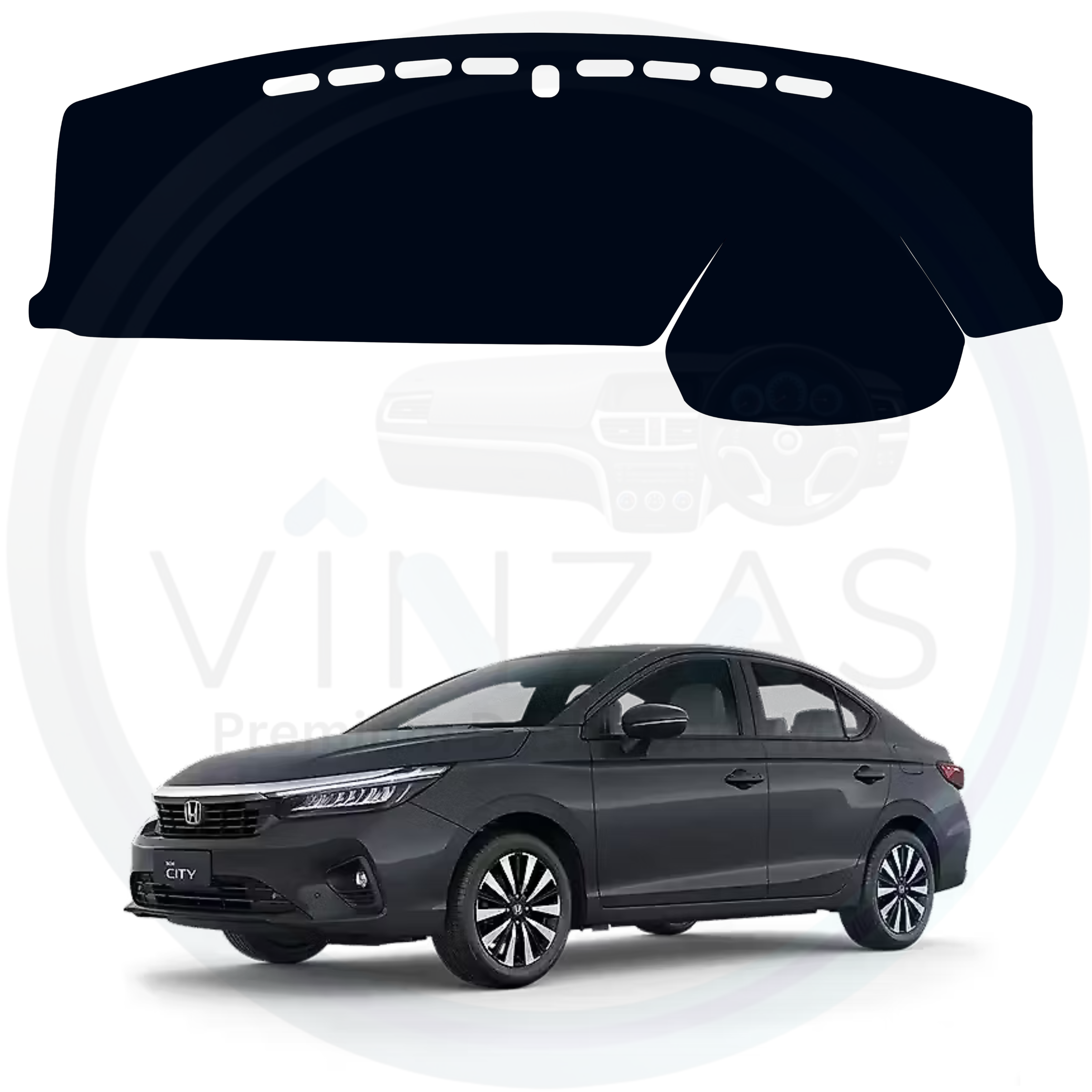 Car dashboard cover with a Honda City car in the background