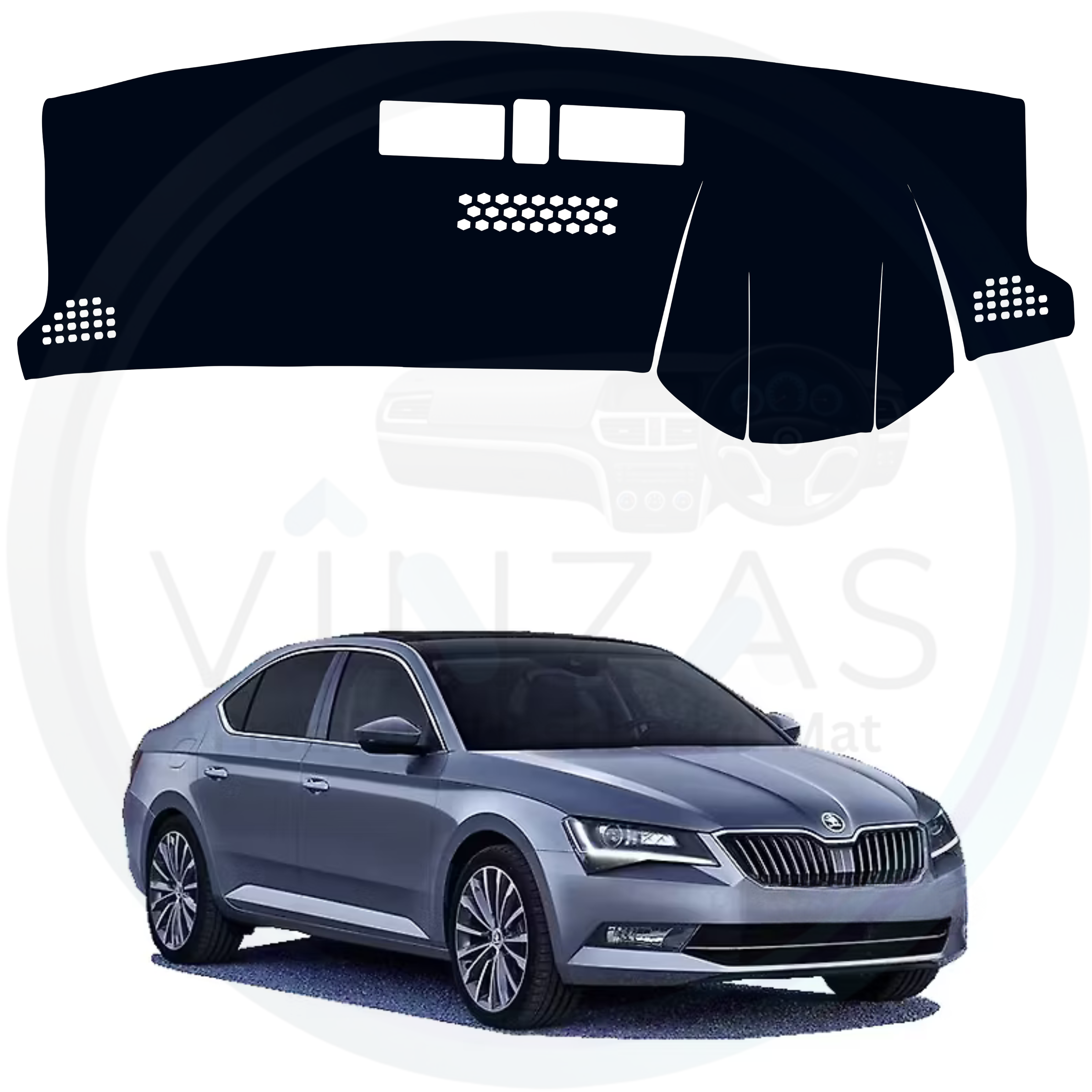 Car sunshade with a car model below on a white background