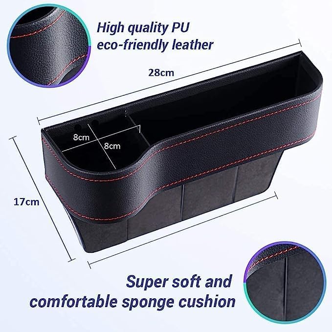 VINZAS Premium Car Seat Gap Organizer with Cup Holder – Multifunctional Storage Pocket | Black