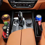 VINZAS Premium Car Seat Gap Organizer with Cup Holder – Multifunctional Storage Pocket | Black