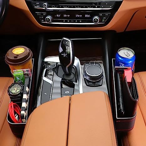 VINZAS Premium Car Seat Gap Organizer with Cup Holder – Multifunctional Storage Pocket | Black