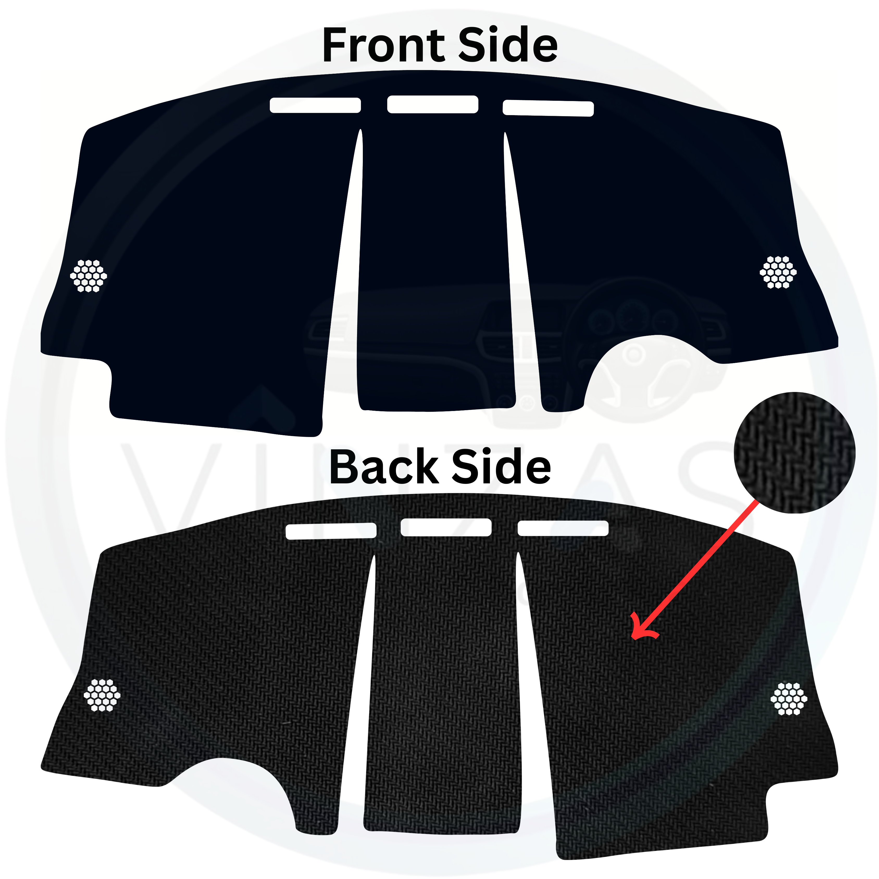 Car dashboard cover Volkswagen Beetle 2009 To 2016 with front and back side views on a white background