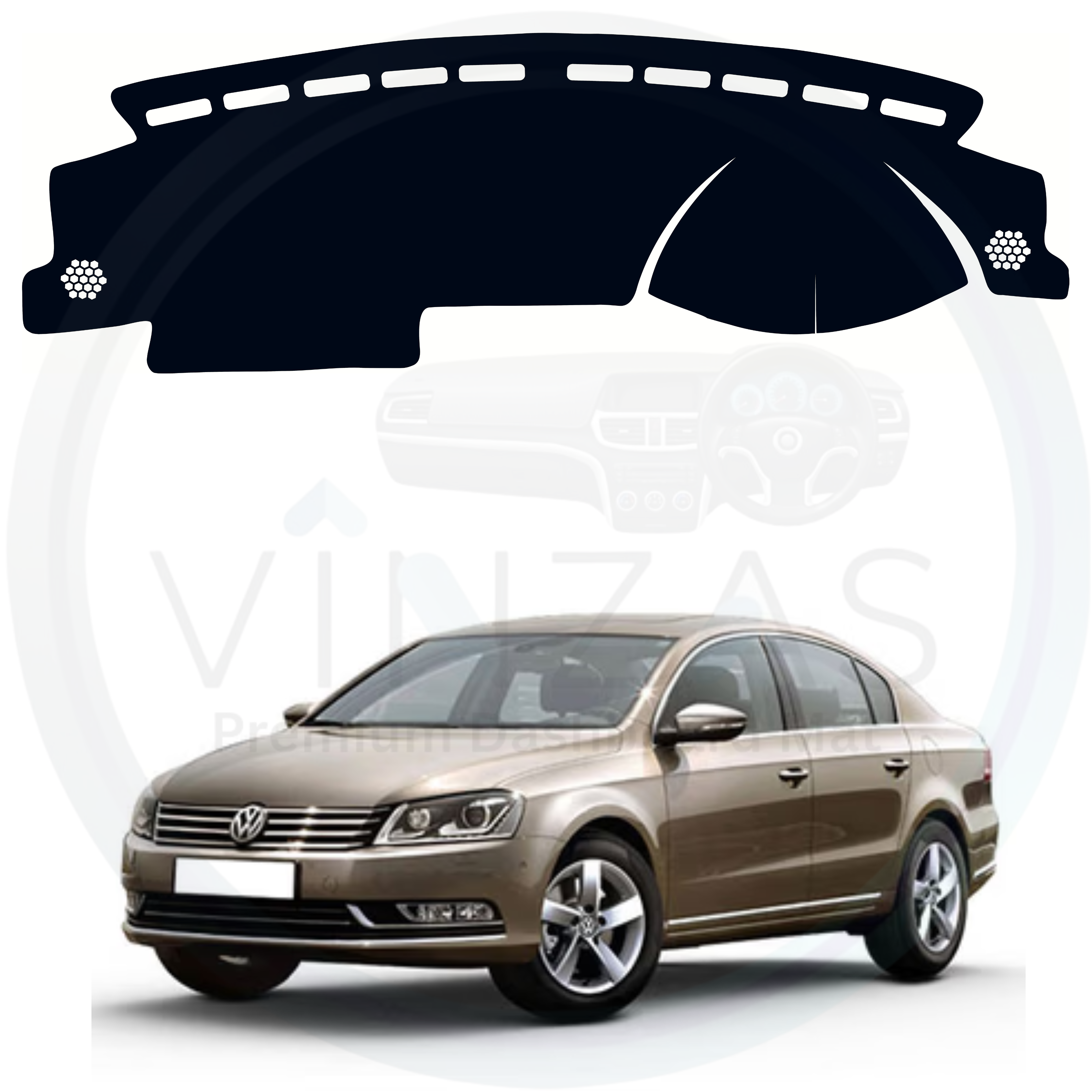 Volkswagen Passat 2011 to 2014 Car dashboard cover with a Volkswagen Passat on a white background