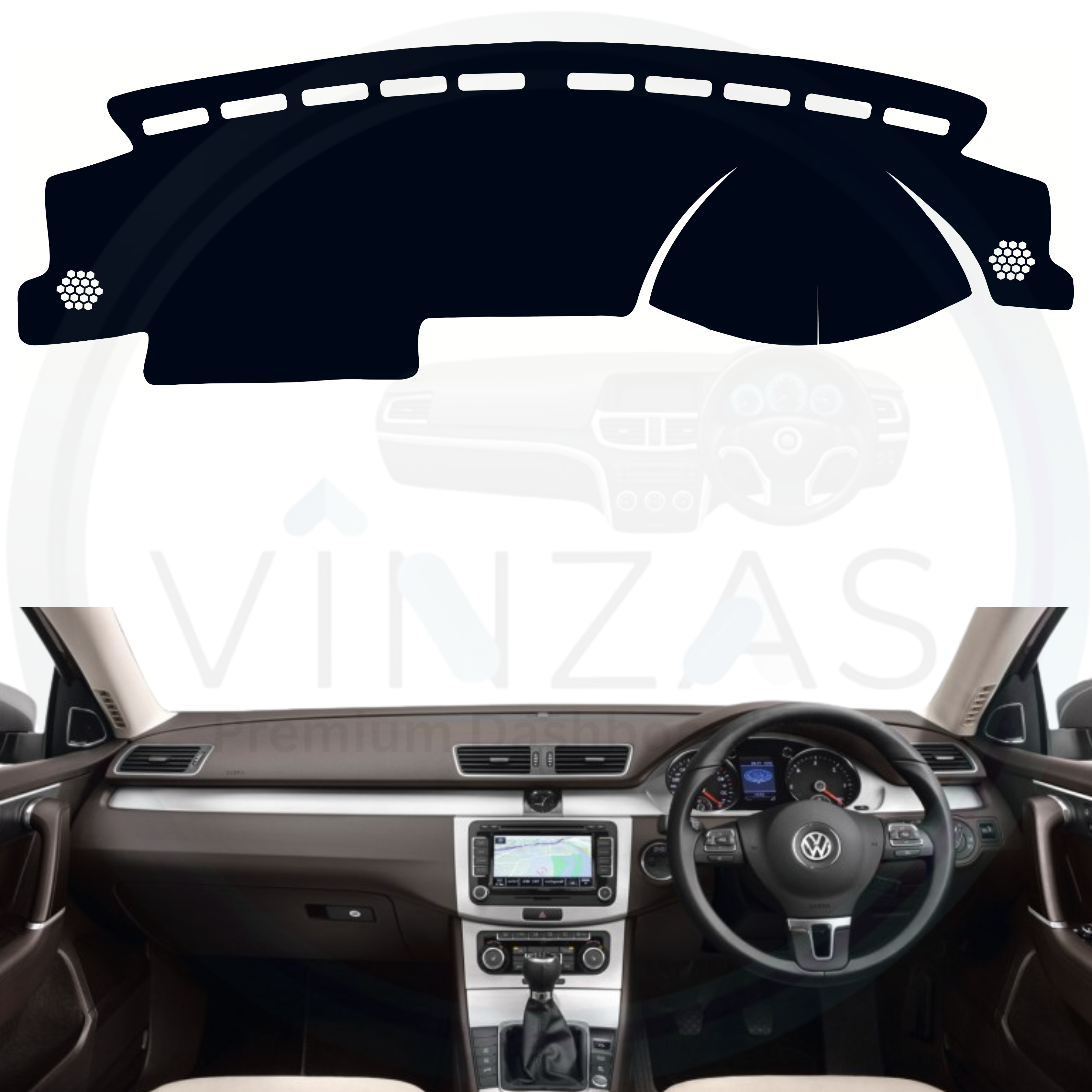 Car dashboard Volkswagen Passat 2011 to 2014 cover with a white background