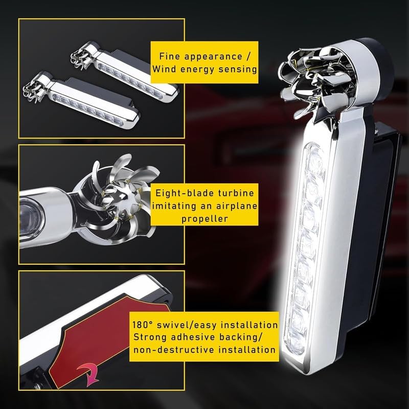 Set of Wind-Powered 8-LED Car Daytime Running Lights (DRL)