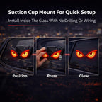 Solar Demon Eye LED Car Window Light with USB Powered Devil Eyes Warning Lights for Cars
