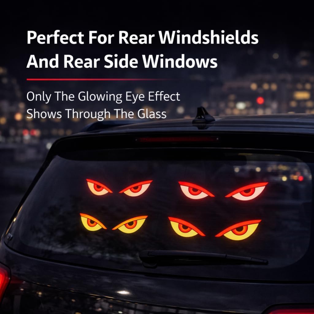 Solar Demon Eye LED Car Window Light with USB Powered Devil Eyes Warning Lights for Cars