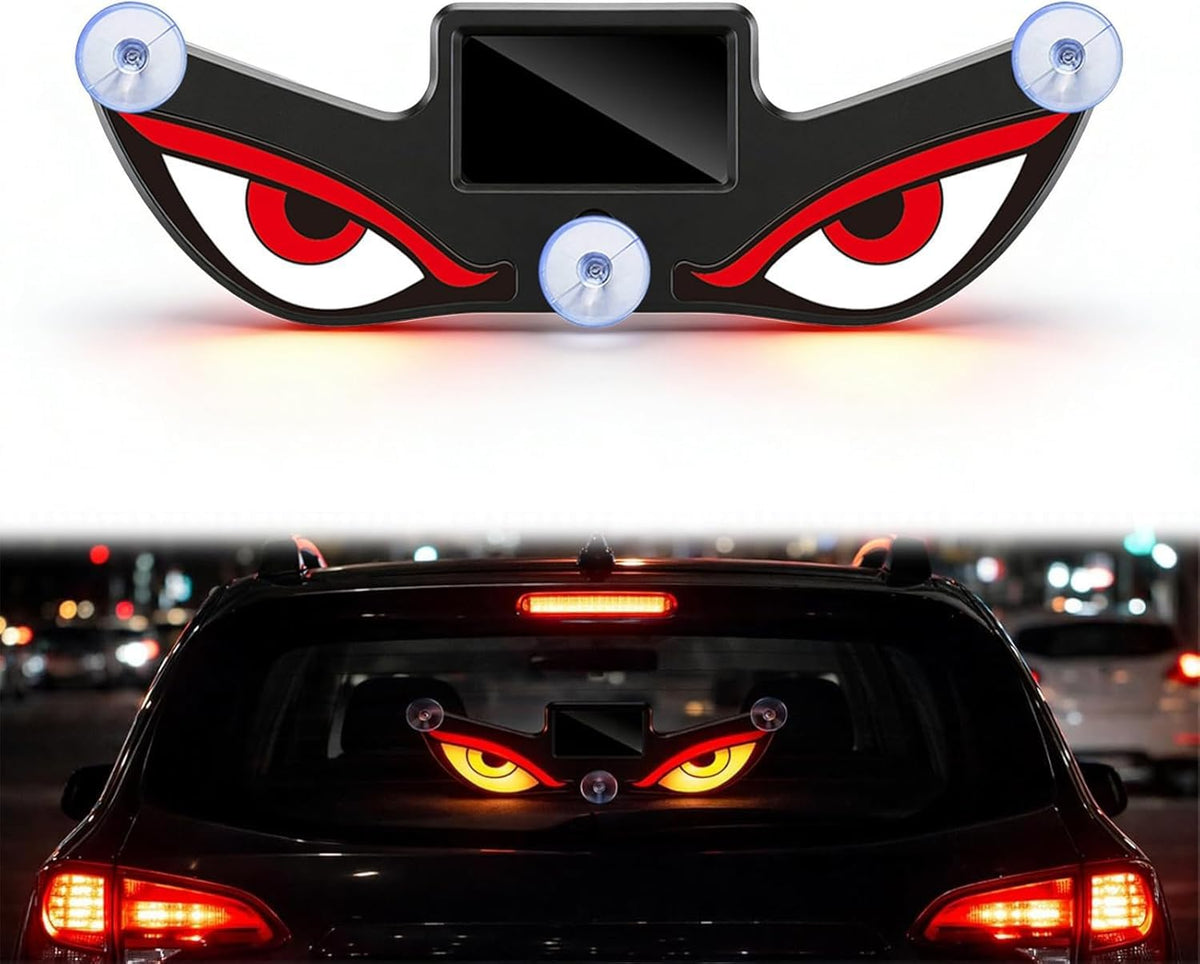 Solar Demon Eye LED Car Window Light with USB Powered Devil Eyes Warning Lights for Cars