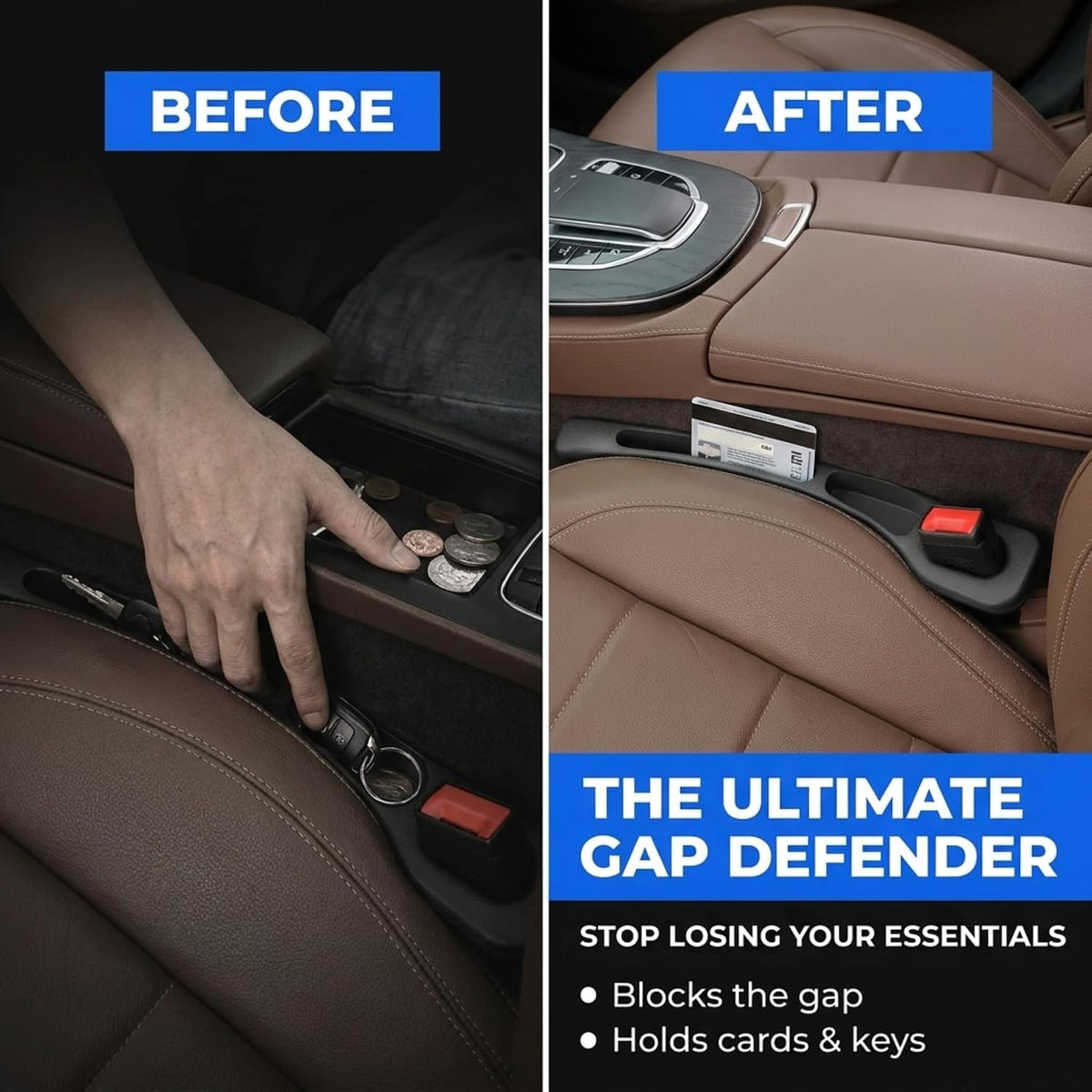 VINZAS Car Seat Gap Filler – Universal Seat Side Organizer & Anti-Drop Gap Blocker | 2 Pcs