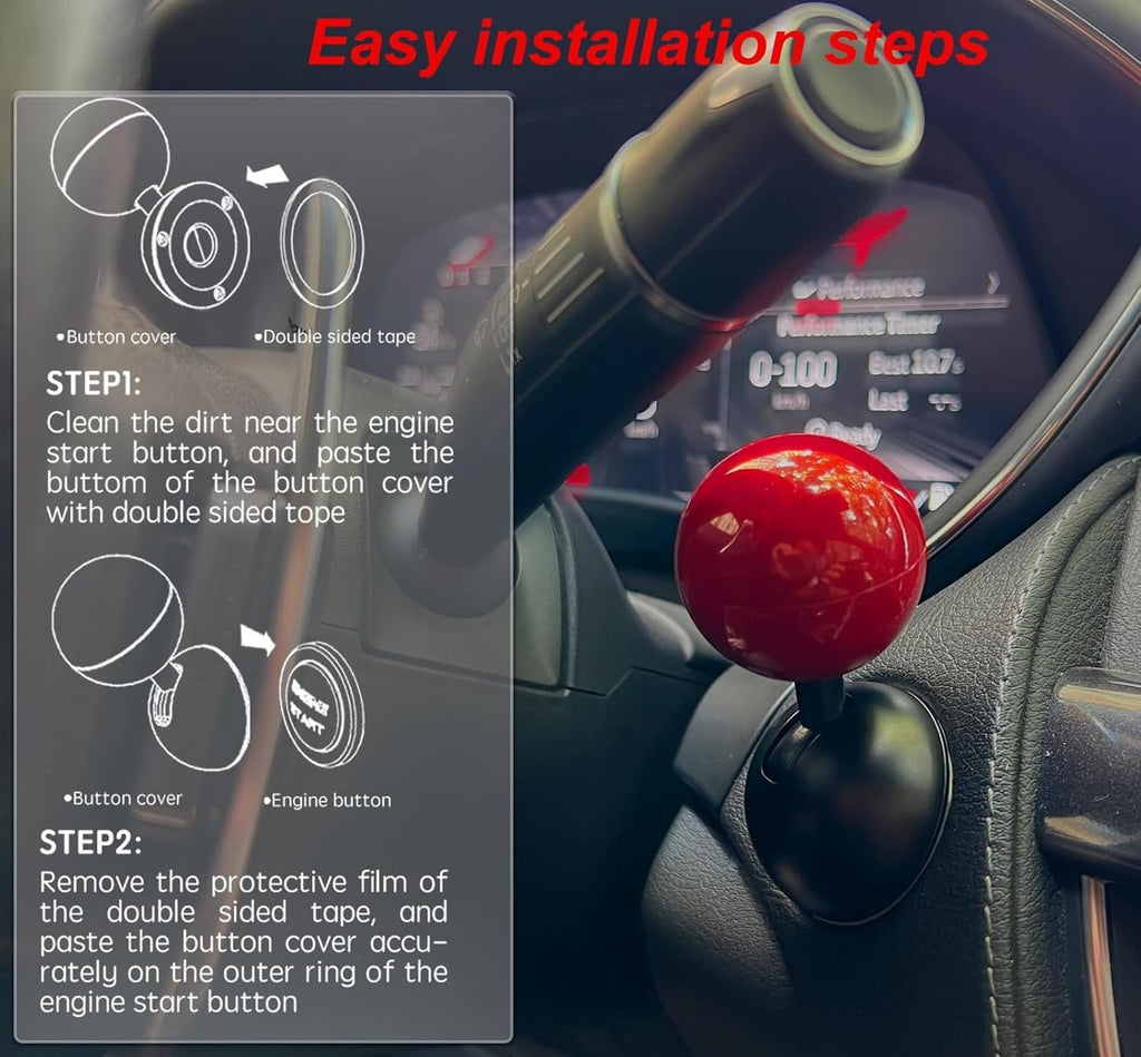 Car Push Start Stop Button Ring Metal Joystick Style Cover for Push Start Stop Button Protection and Decoration for All Cars