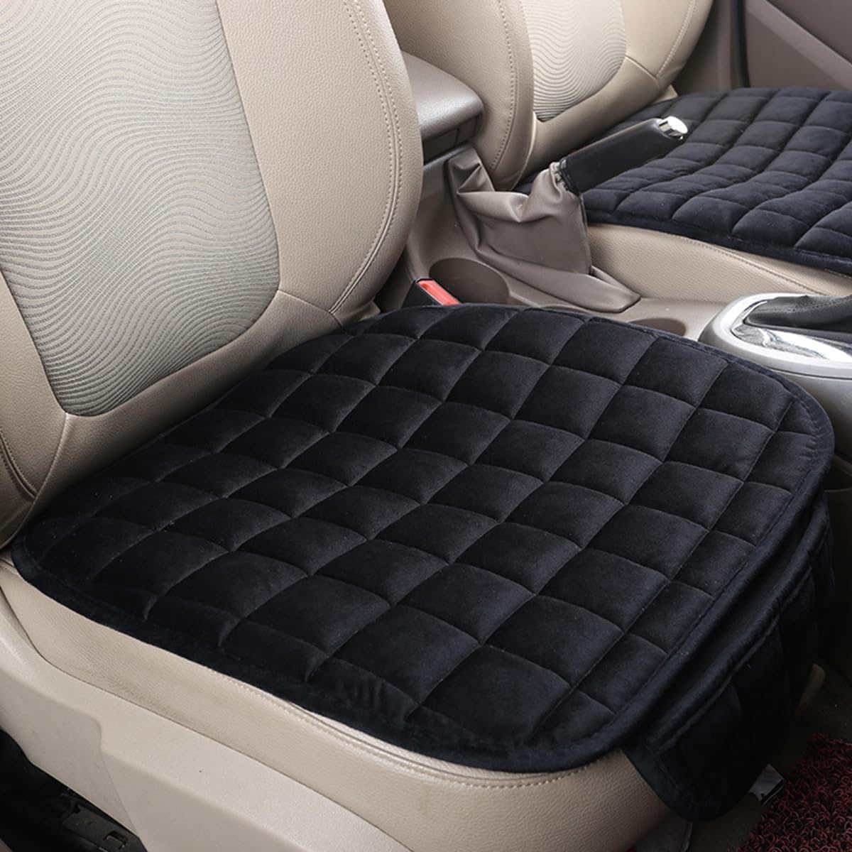 VINZAS Premium Quilted Car Seat Cover Set – Universal Fit | Soft & Comfortable | Black