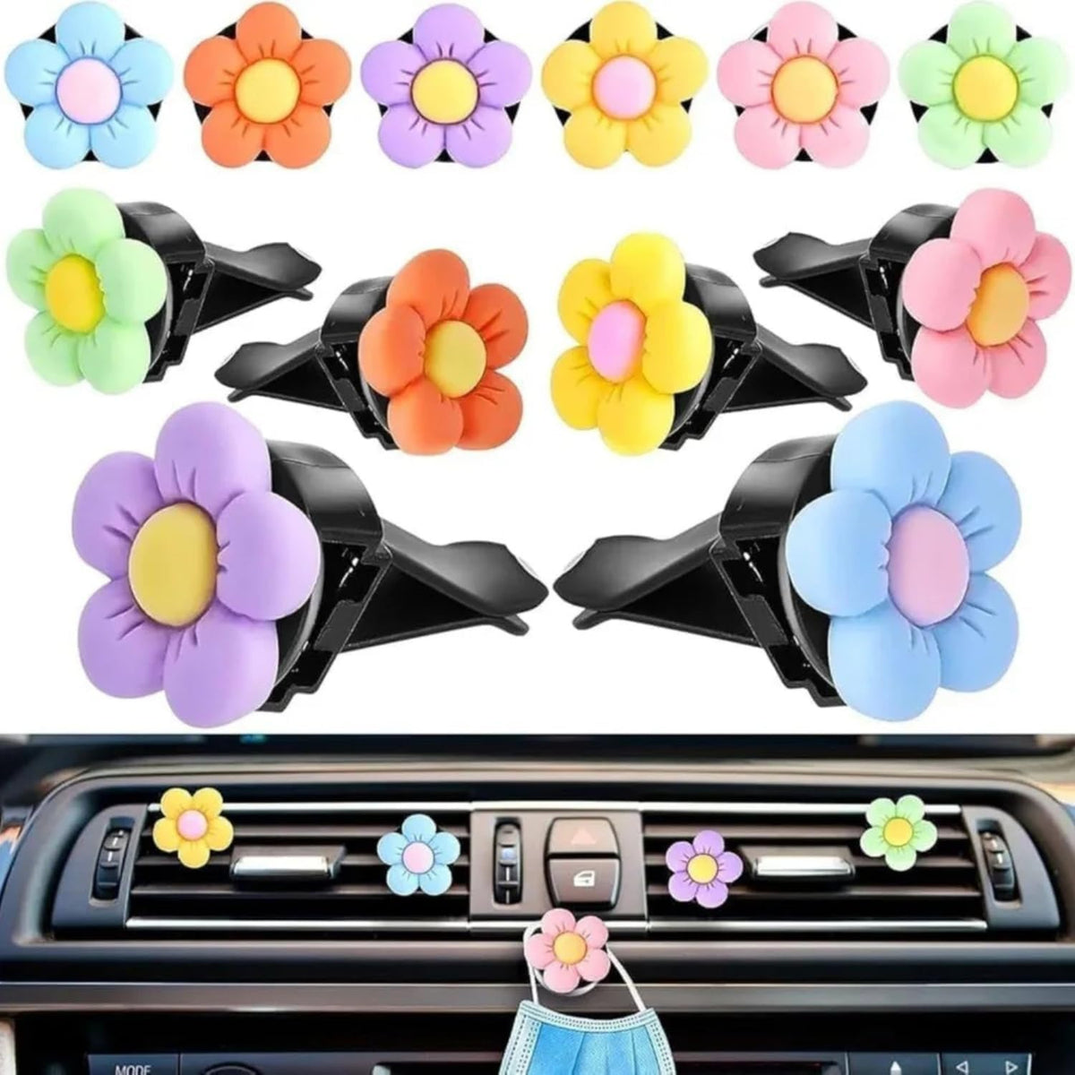 Flower Air Freshener Car Vent Clip Set