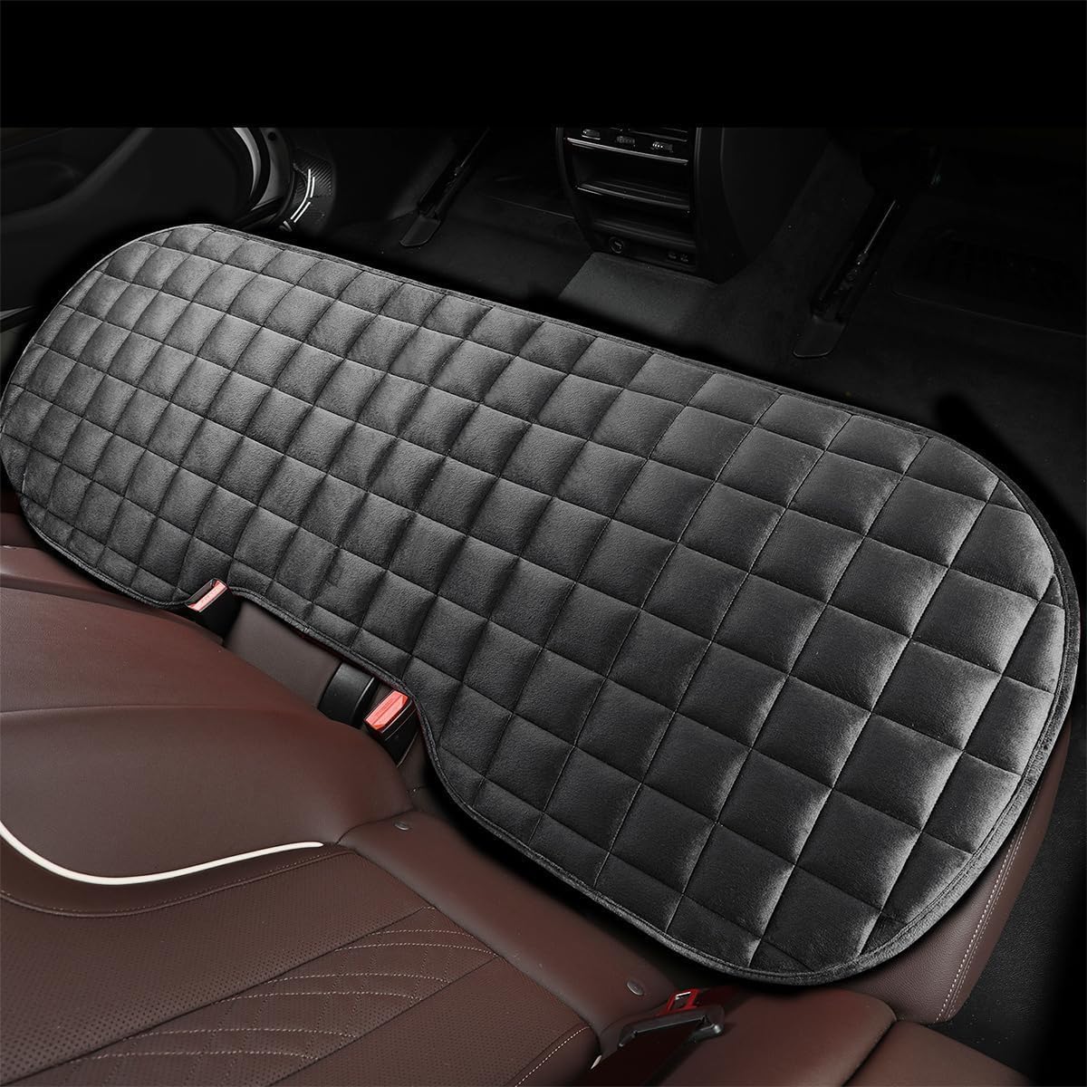 VINZAS Premium Quilted Car Seat Cover Set – Universal Fit | Soft & Comfortable | Black