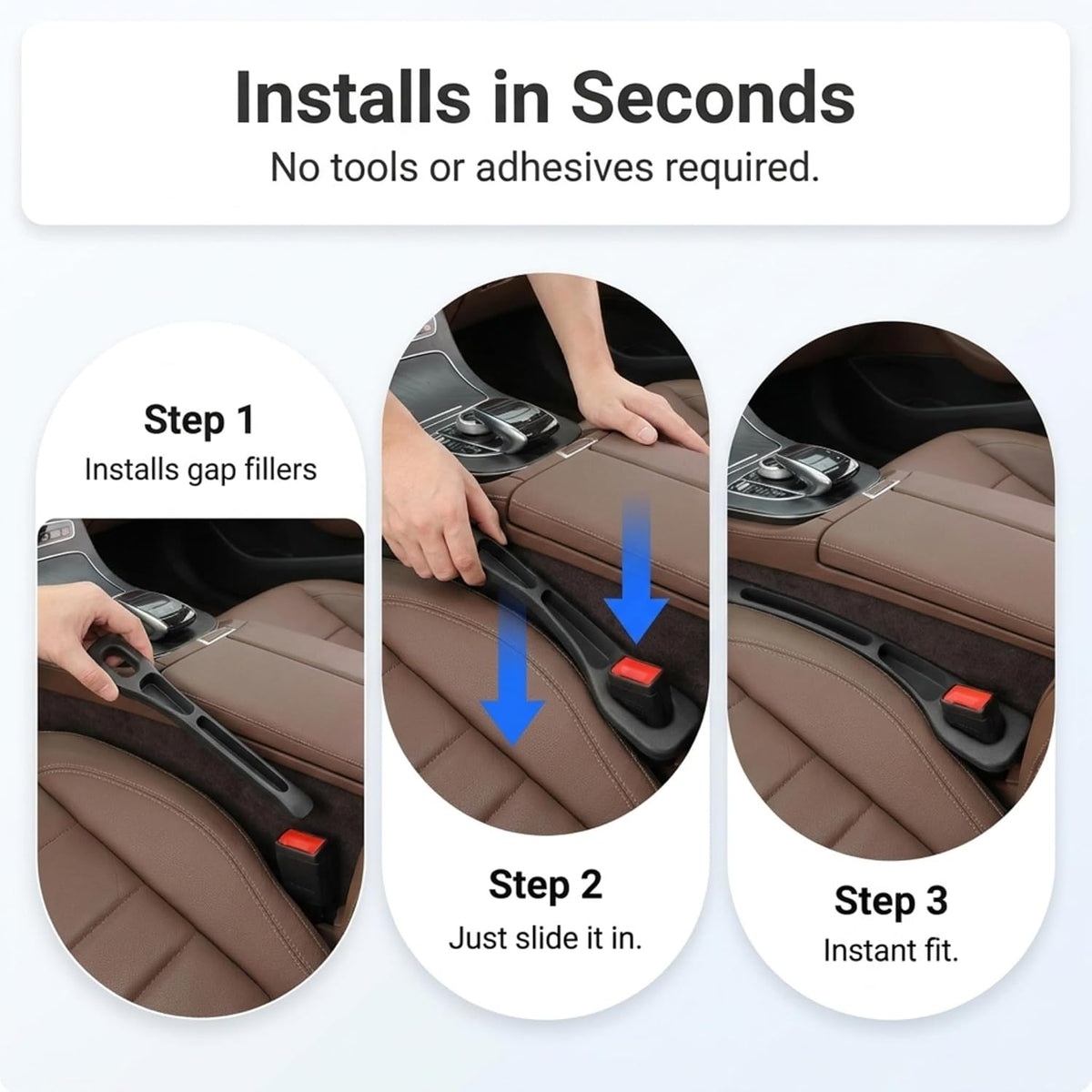 VINZAS Car Seat Gap Filler – Universal Seat Side Organizer & Anti-Drop Gap Blocker | 2 Pcs