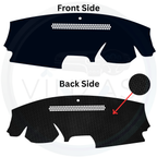 Car dashboard cover with front and back side views on a white background