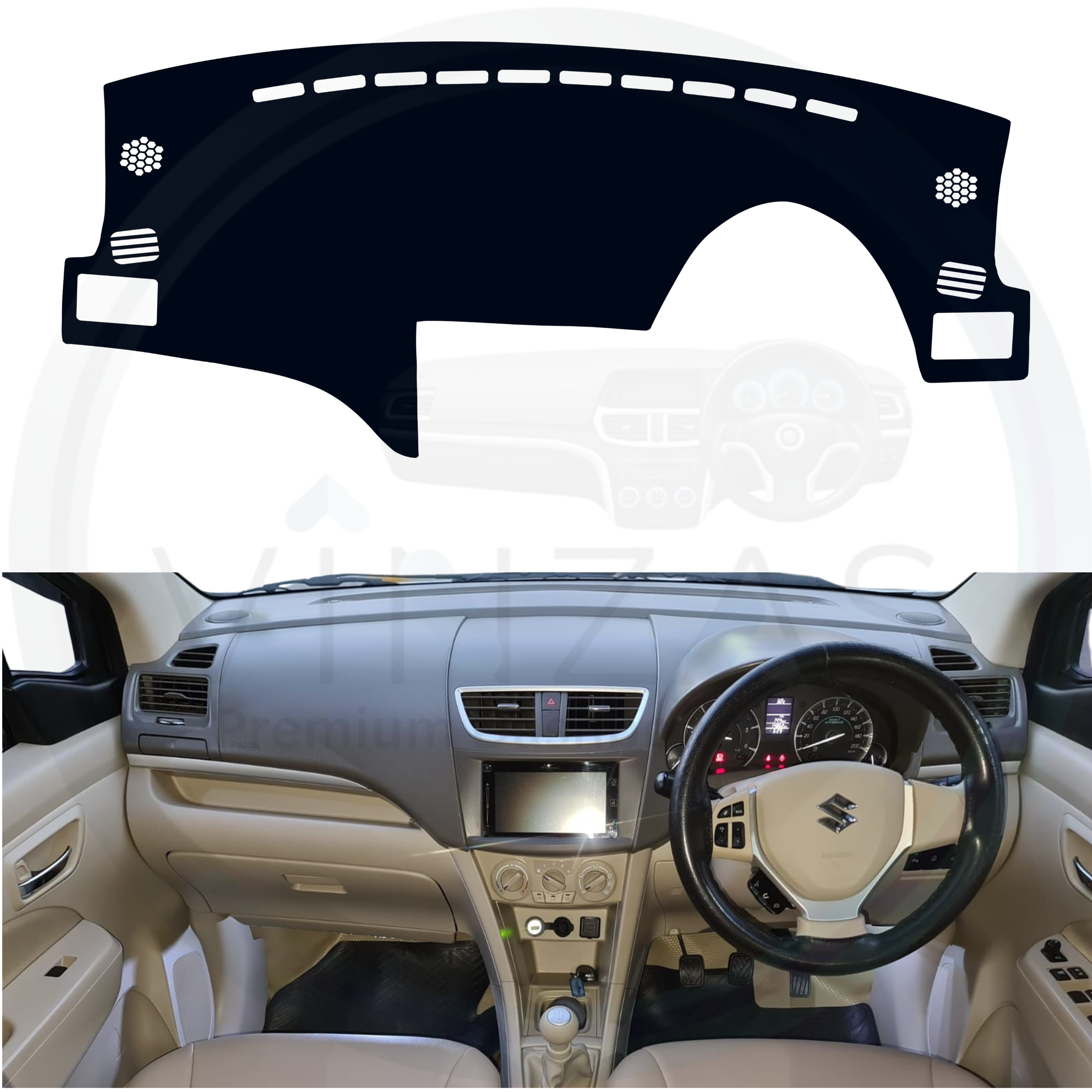 Car dashboard cover with a car interior background