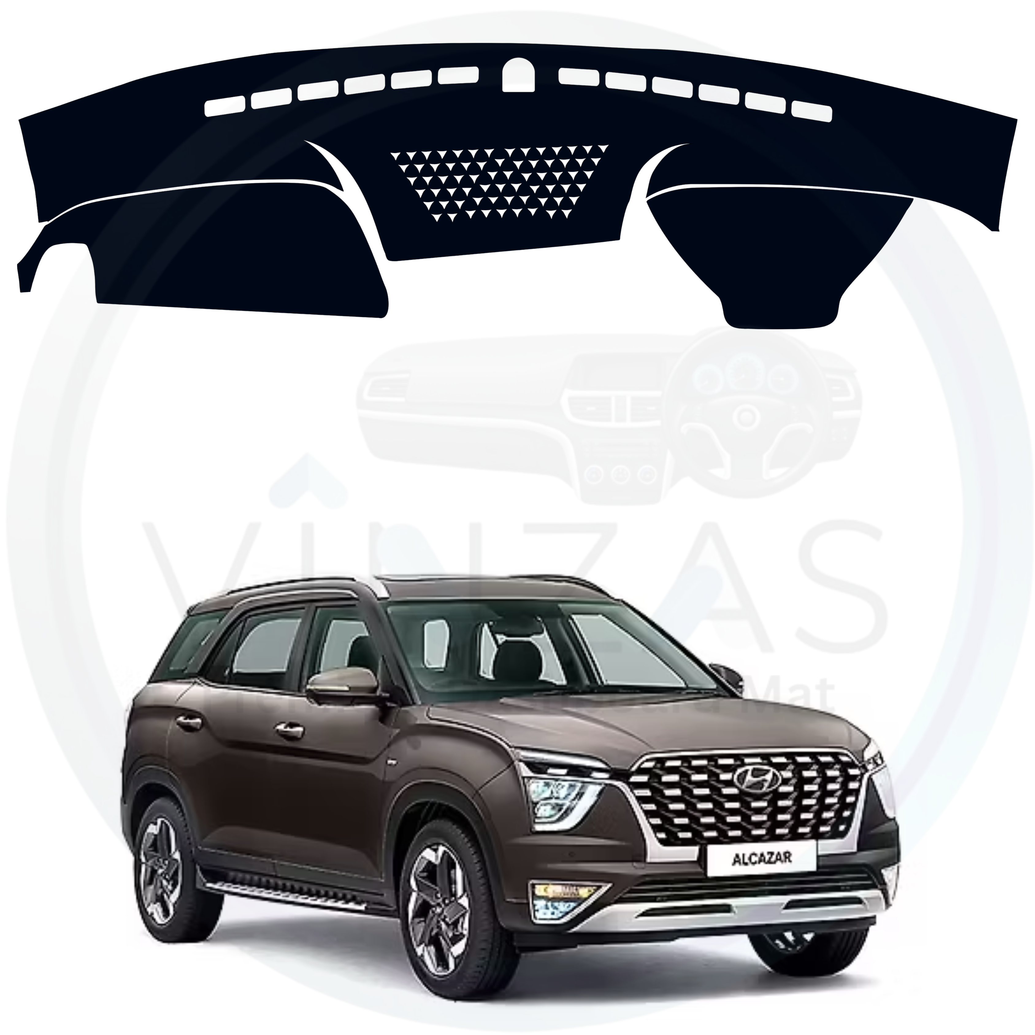 Black custom car dashboard cover For Alcazar 2021 To 2024