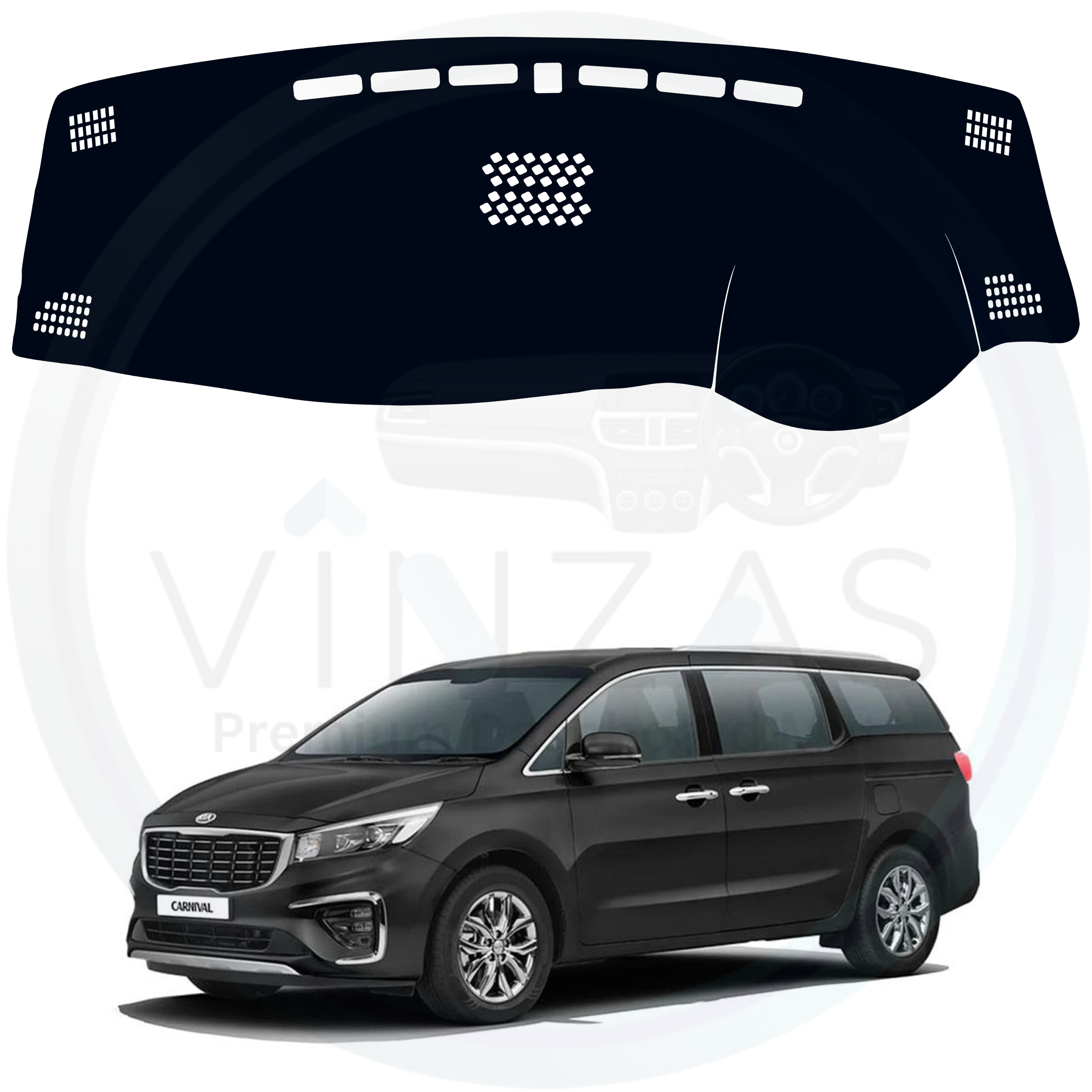Black custom car dashboard cover For Carnival 2020 To 2023
