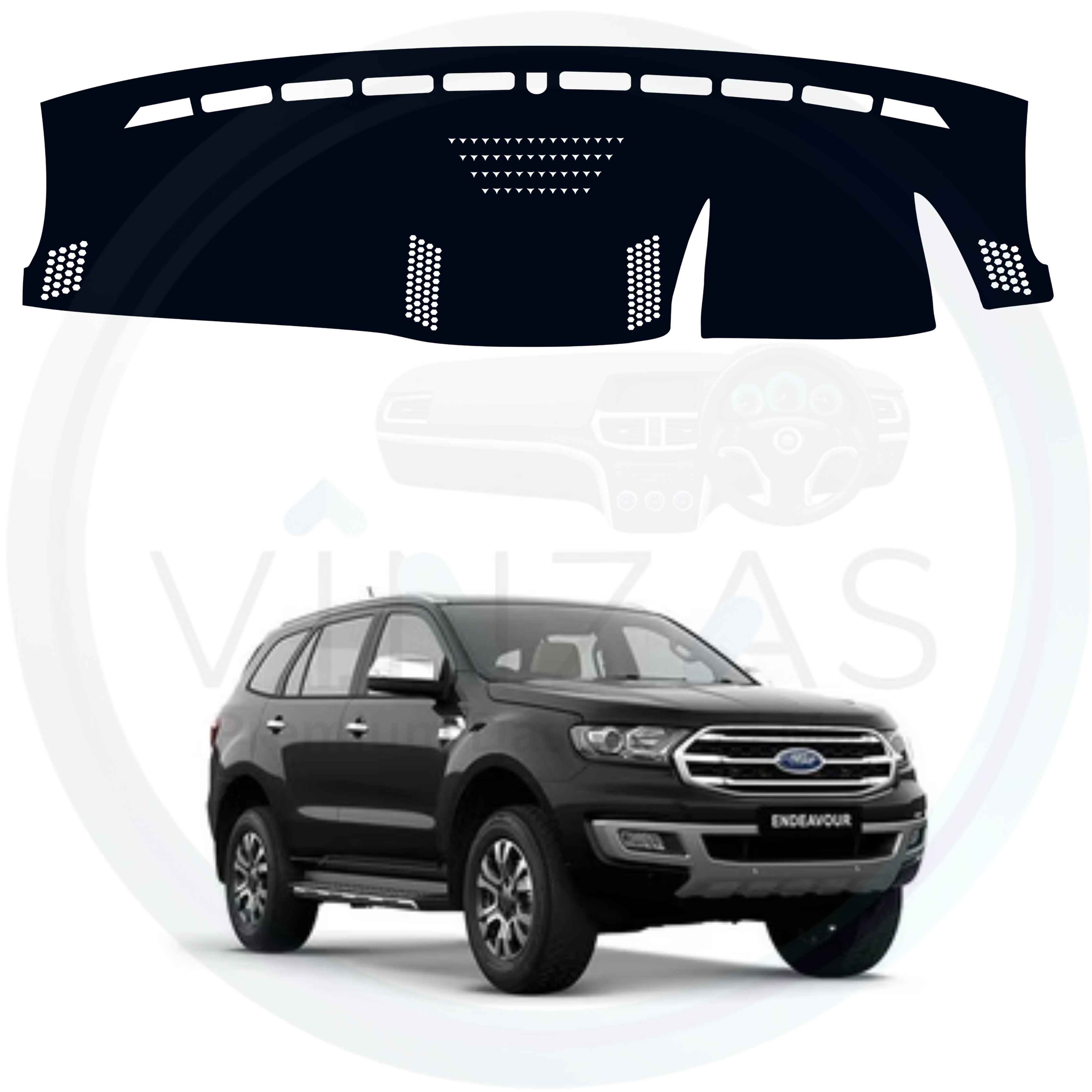 Black custom car dashboard cover For Ford Endeavour 2015 To 2021