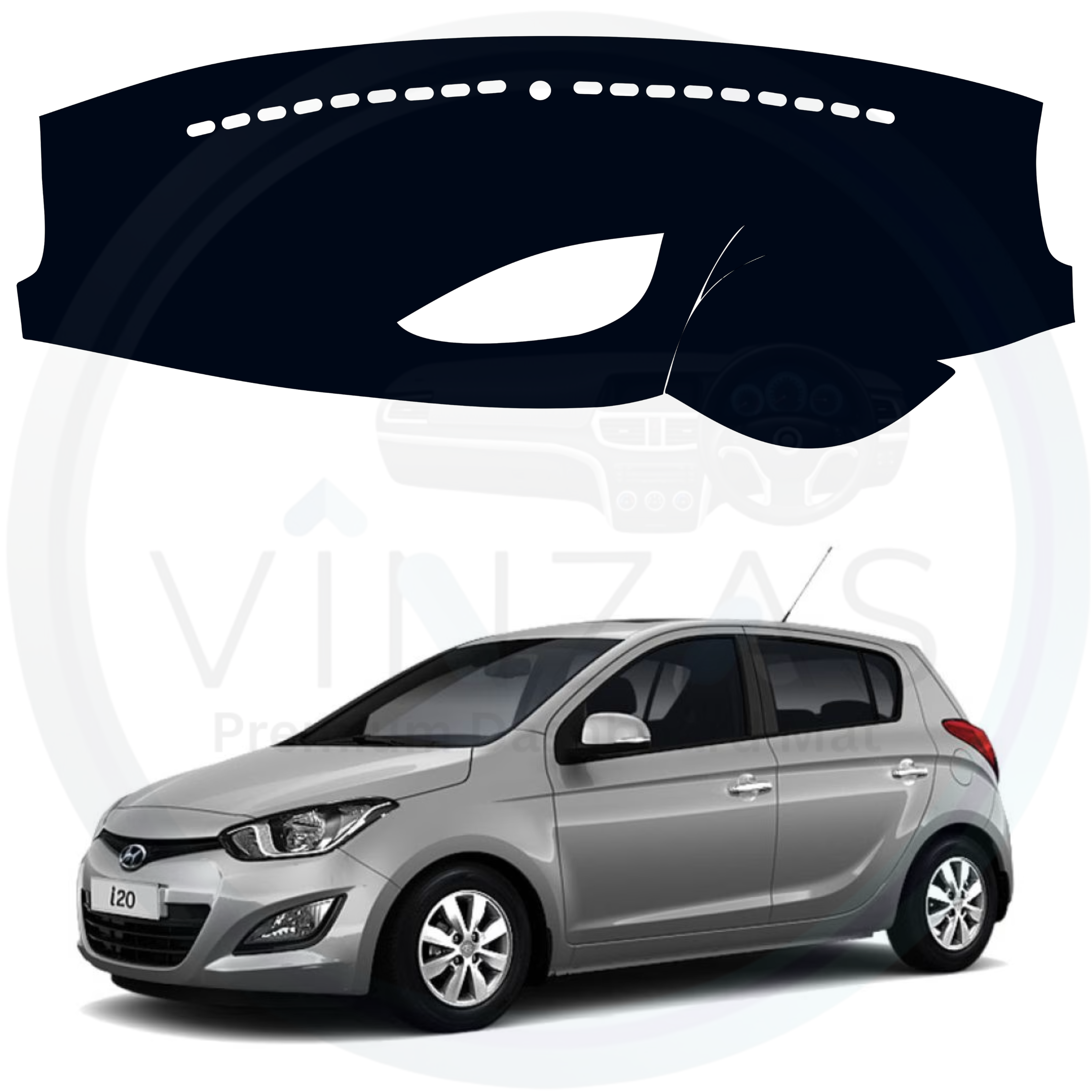 Black custom car dashboard cover For I20 2008 To 2014