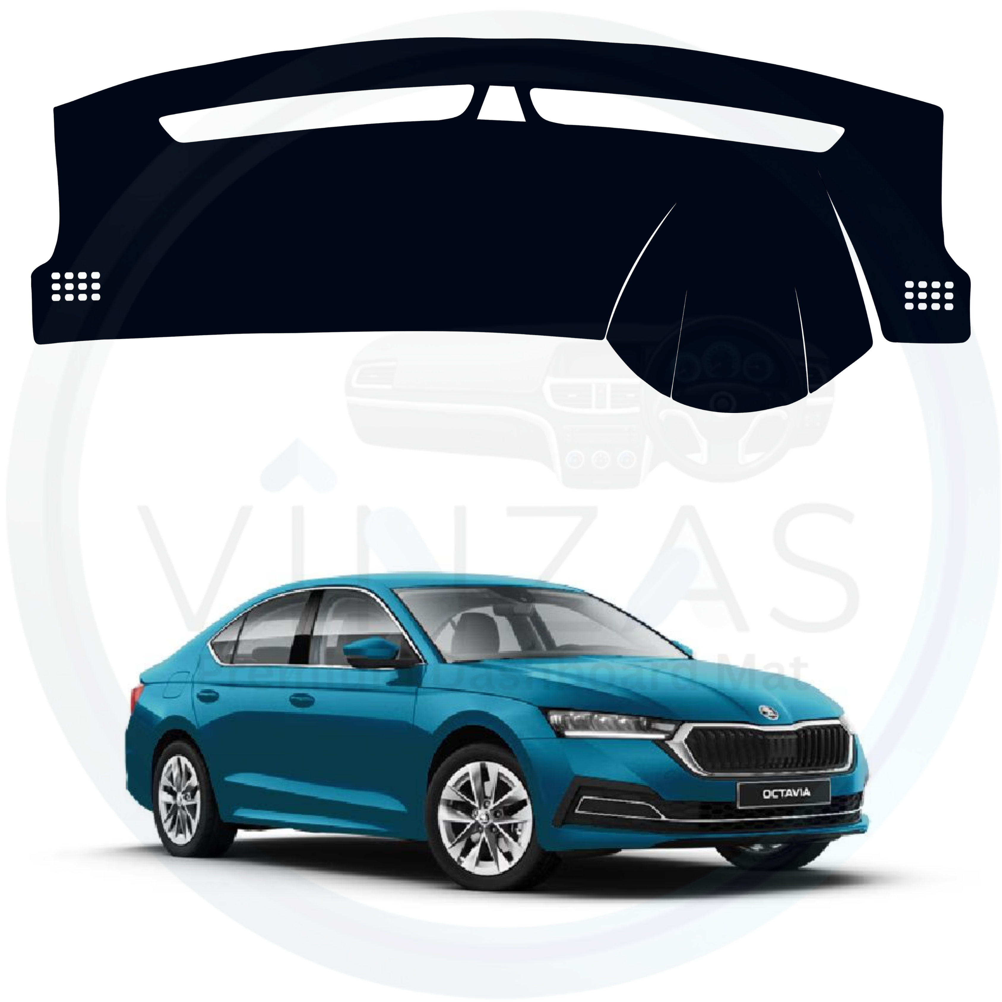 Black custom car dashboard cover For Octavia 