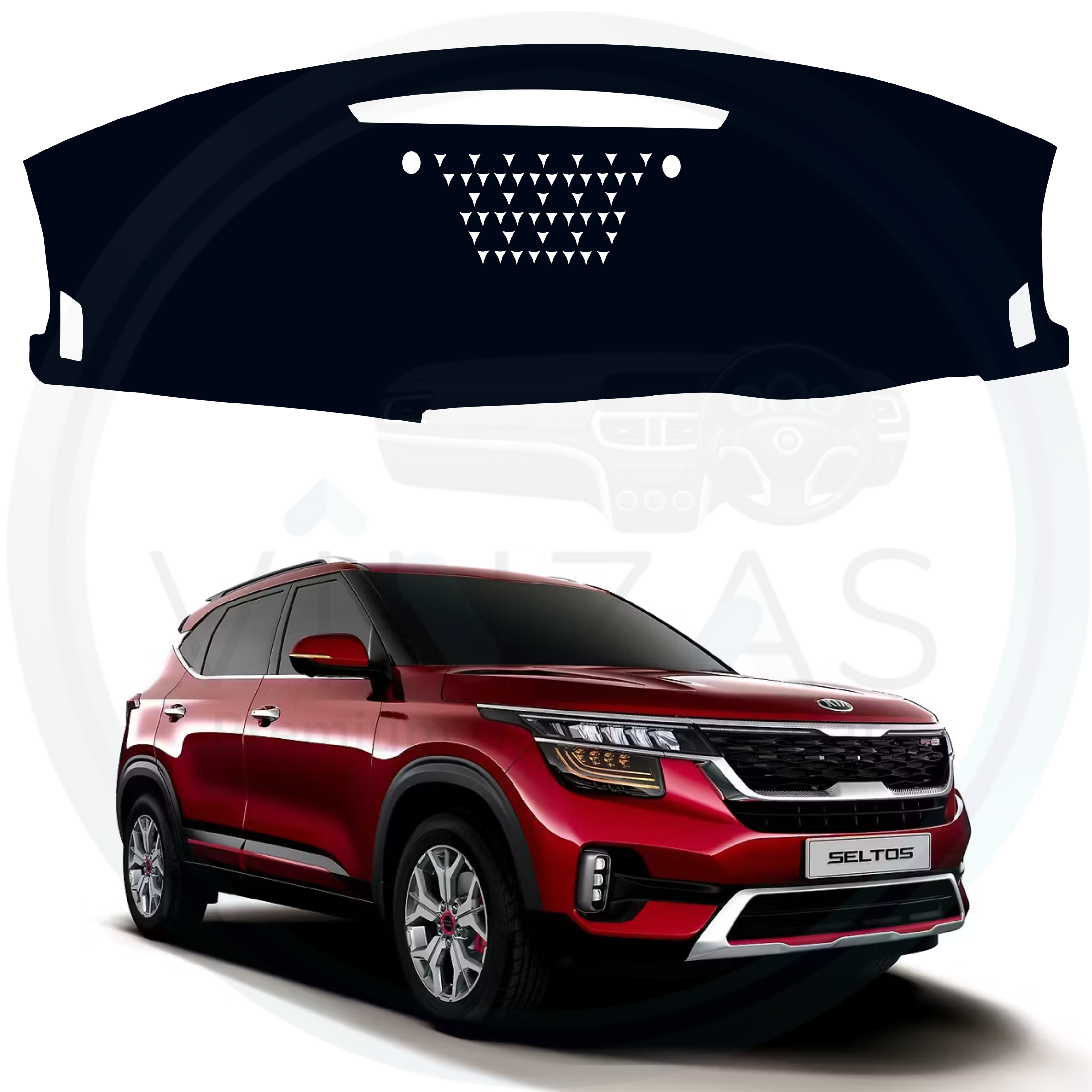 Black custom car dashboard cover For Seltos
