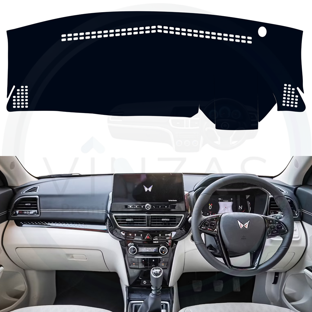 Black custom car dashboard cover installed in a XUV 3XO 