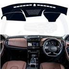 Black custom car dashboard cover installed in an Alcazar 2021 To 2024